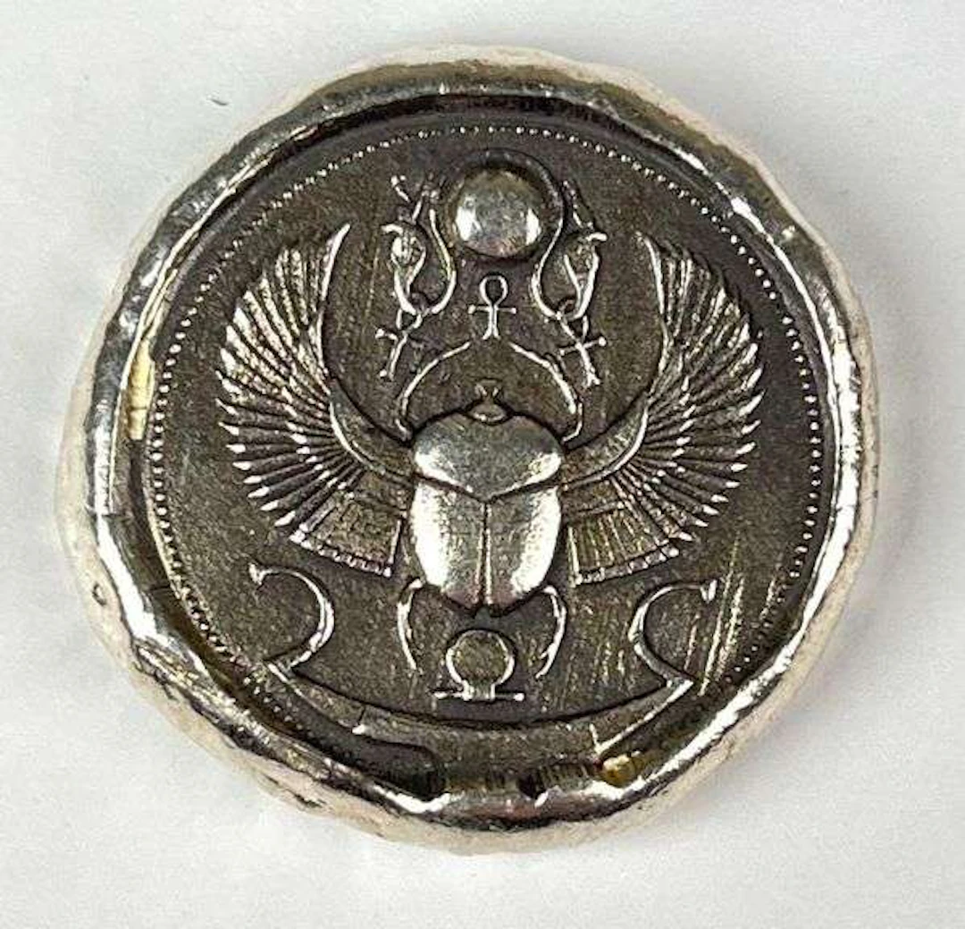 MK Barz Hand Poured Scarab 1 oz .999 Fine Silver Round
