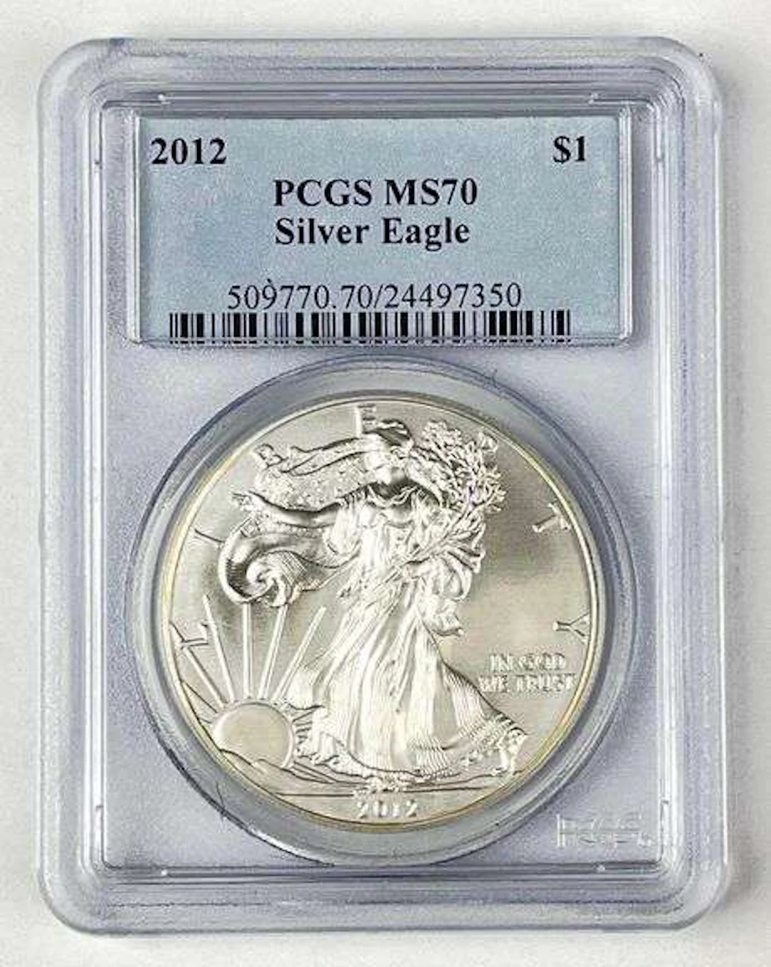 2012 US $1 American Silver Eagle 1 oz Fine Silver Coin PCGS MS70