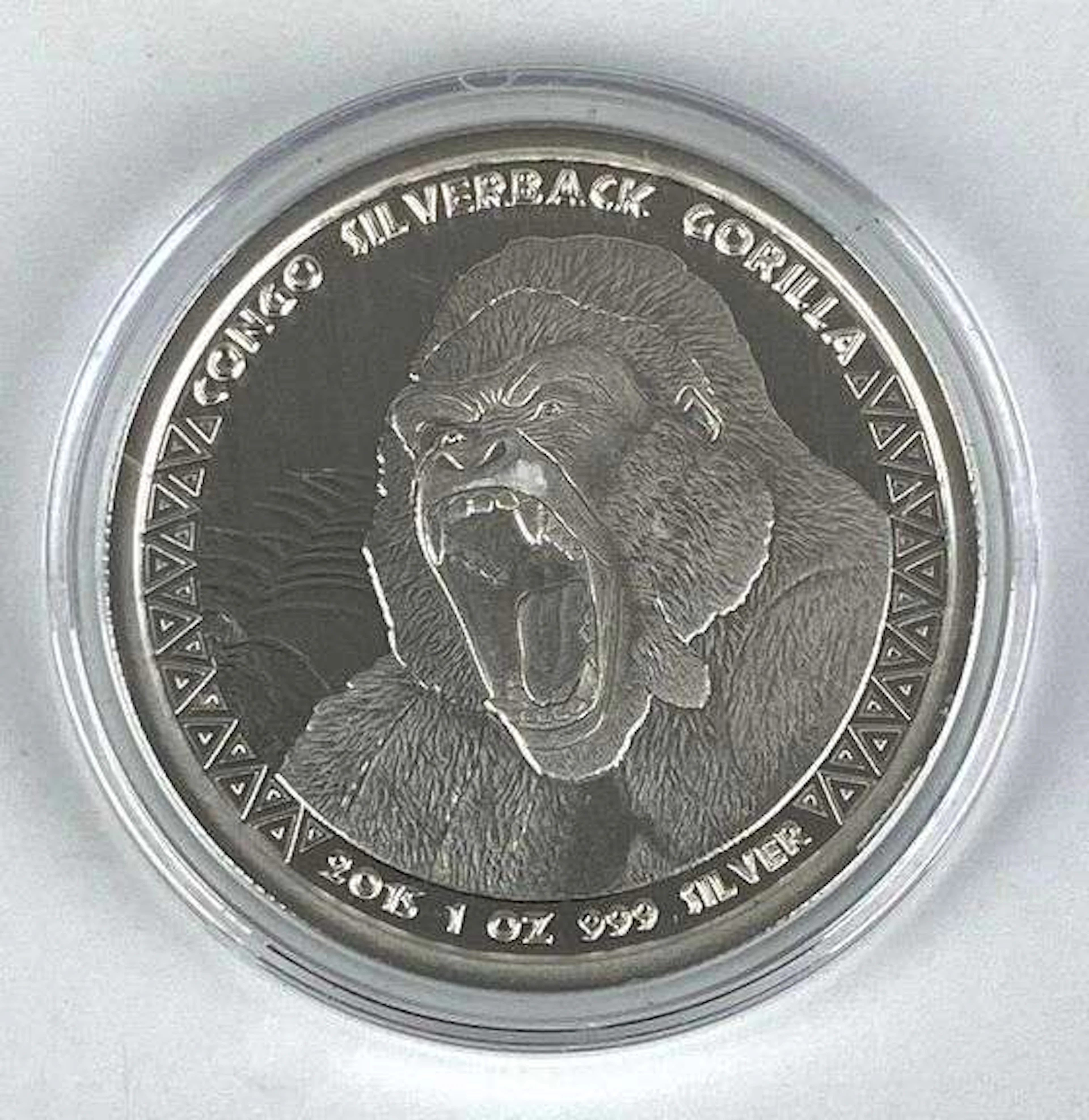 2015 Congo Silverback Gorilla 1 Oz .999 Silver 5000 Francs Coin