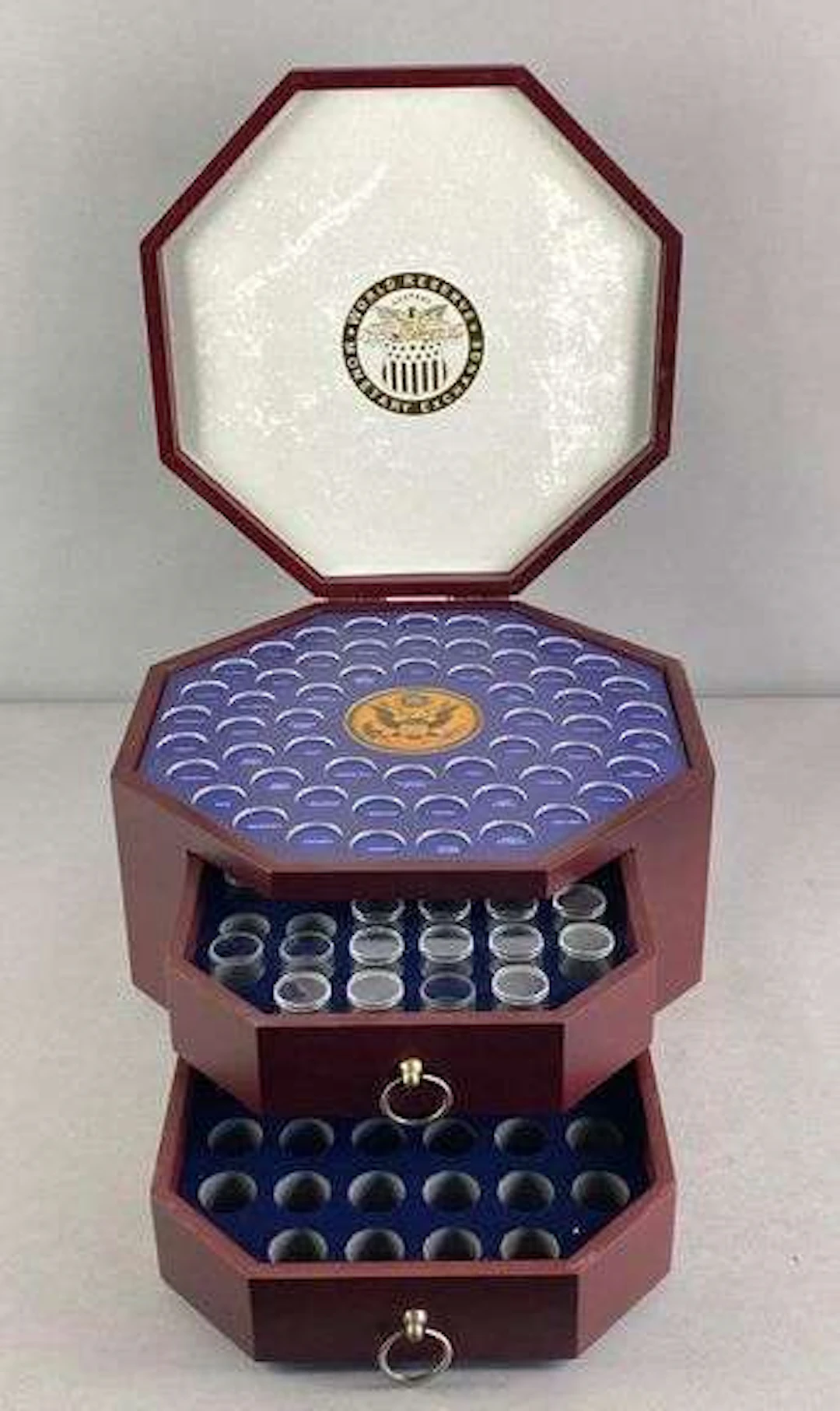 WRME Wood Octagonal Coin Display Storage Box