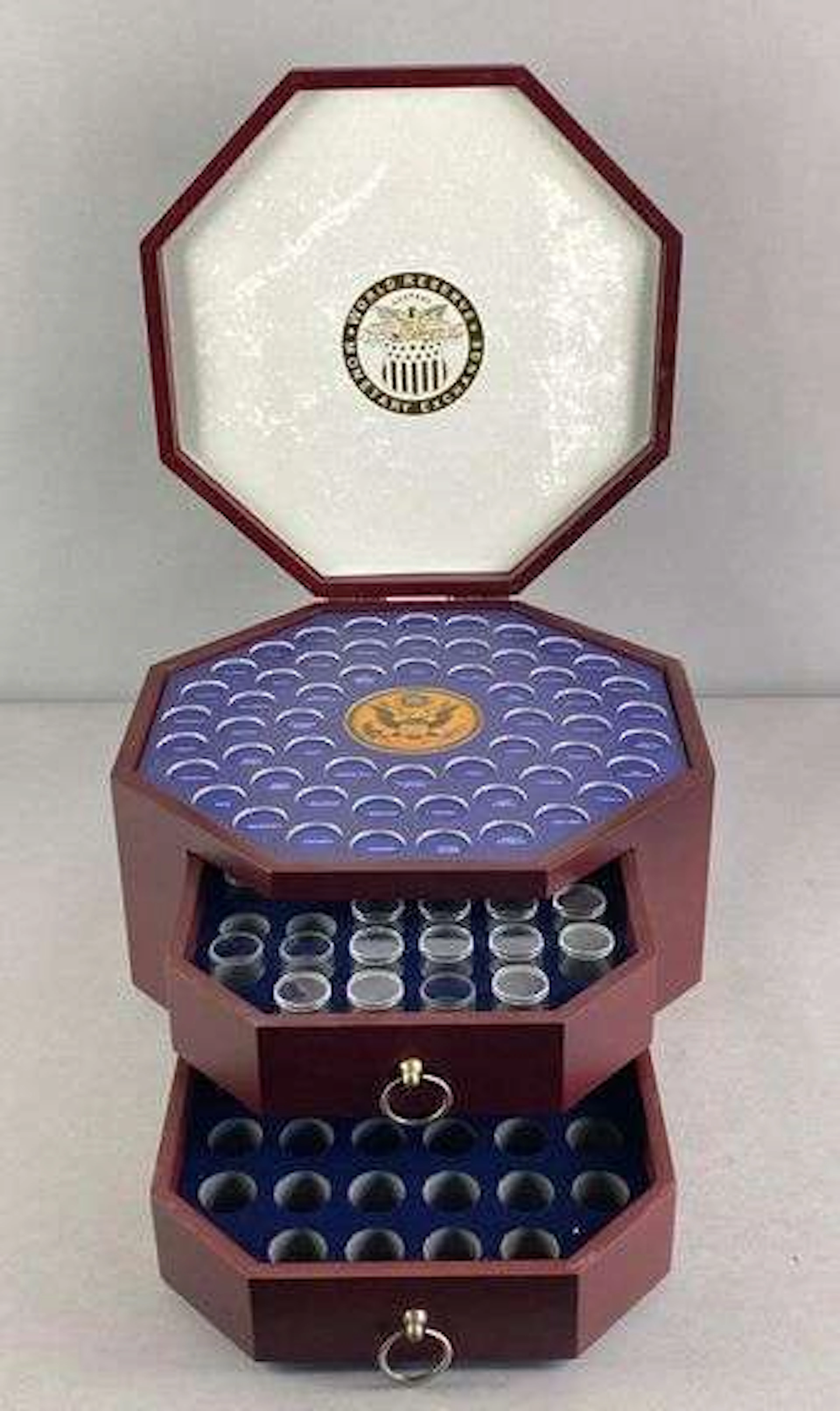 WRME Wood Octagonal Coin Display Storage Box