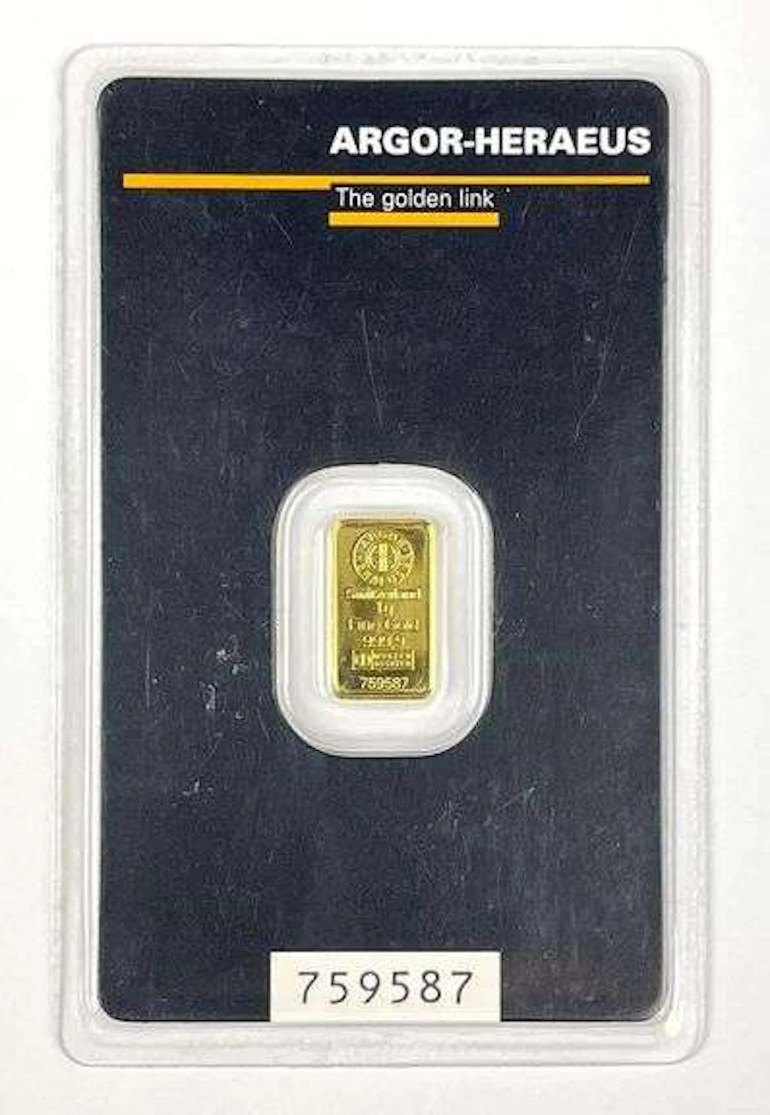 Argor Heraeus 1 Gram 999.9 Fine Gold Ingot/ Bar