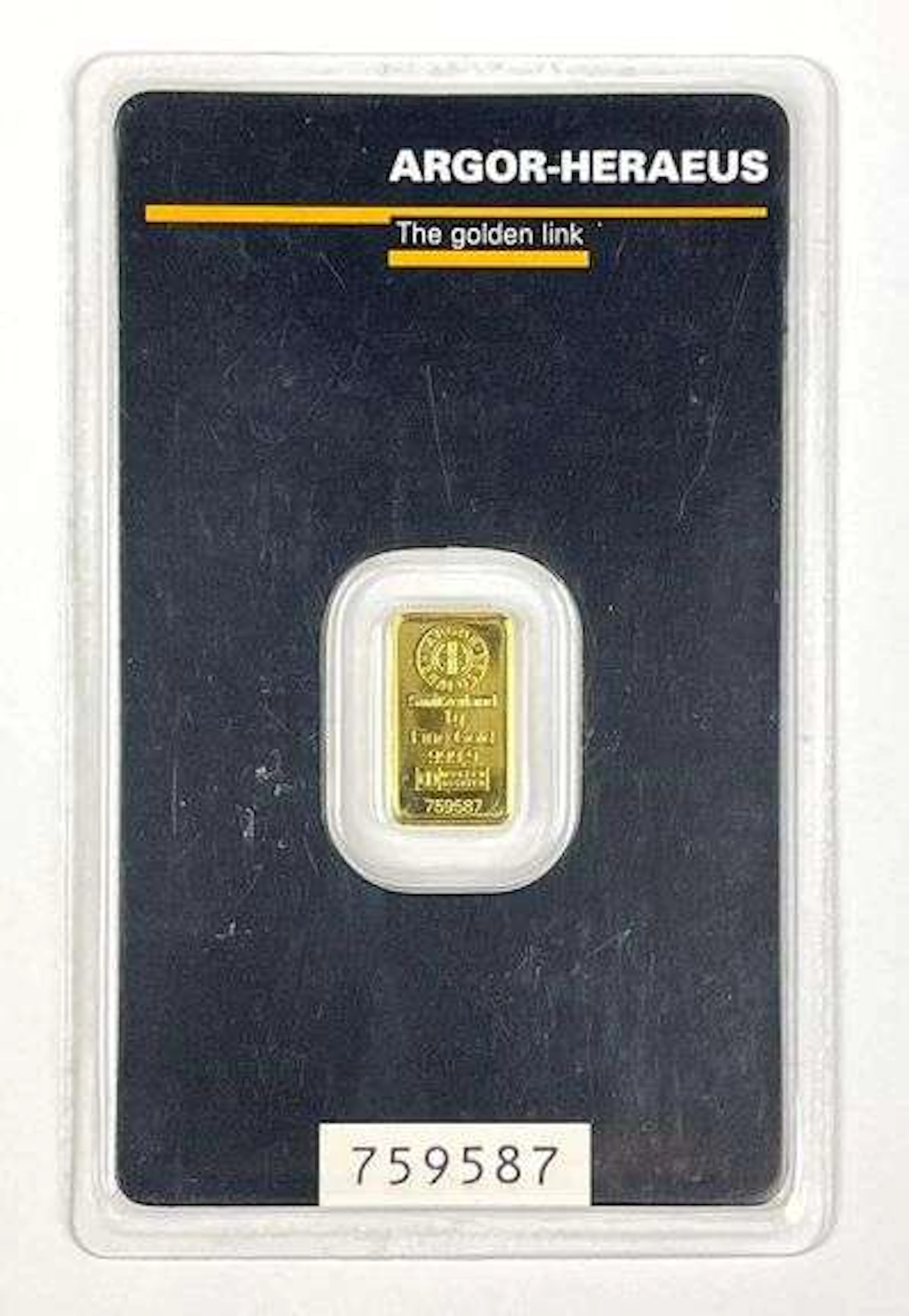 Argor Heraeus 1 Gram 999.9 Fine Gold Ingot/ Bar
