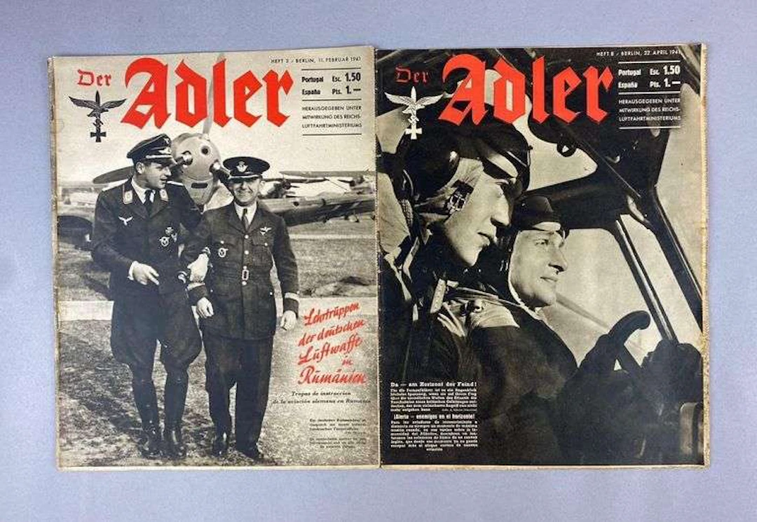 Group of 2 WW2 1941 German Der Adler Luftwaffe Propaganda Magazines