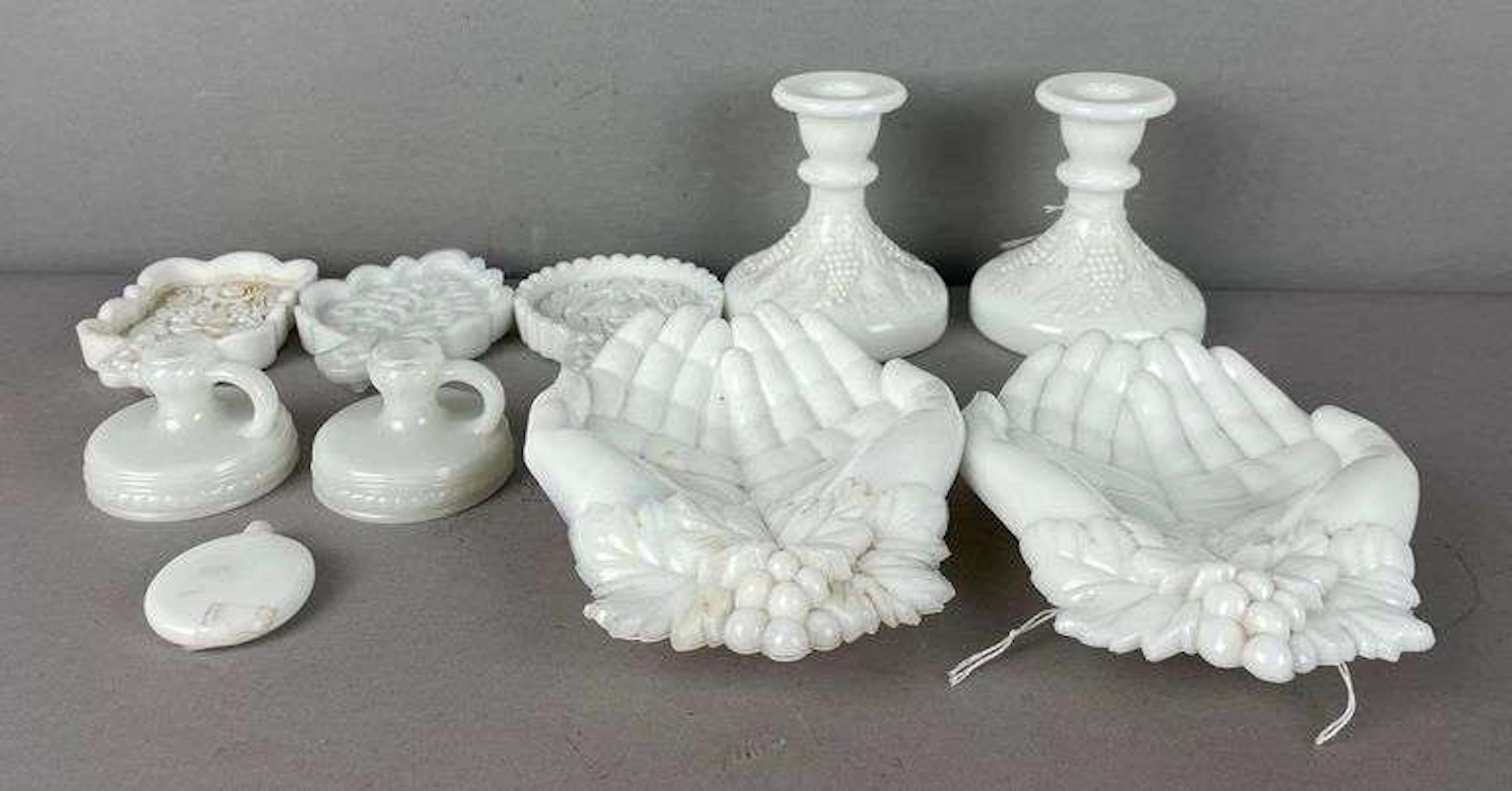 Group of Vintage Milk Glass Items
