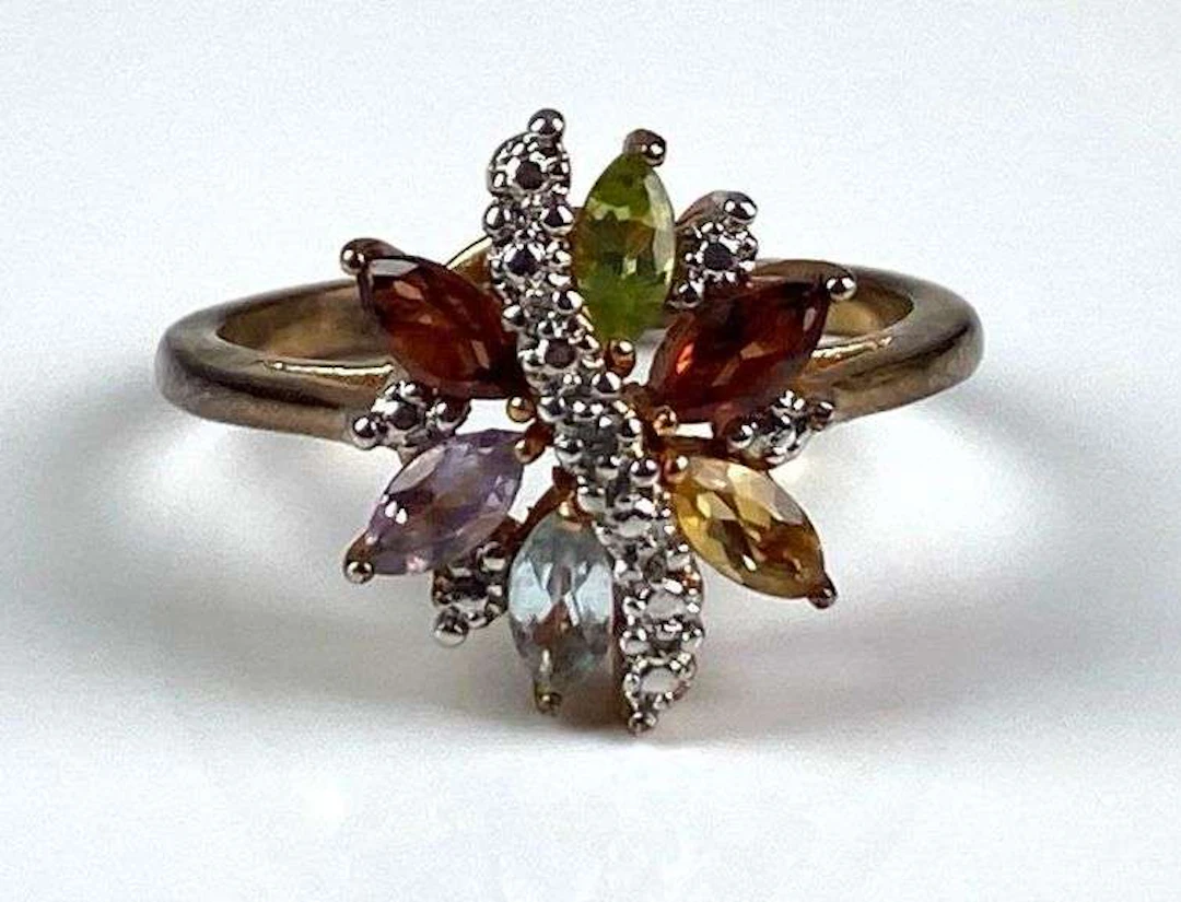 Sterling Silver Multi-Stone Cluster Ring