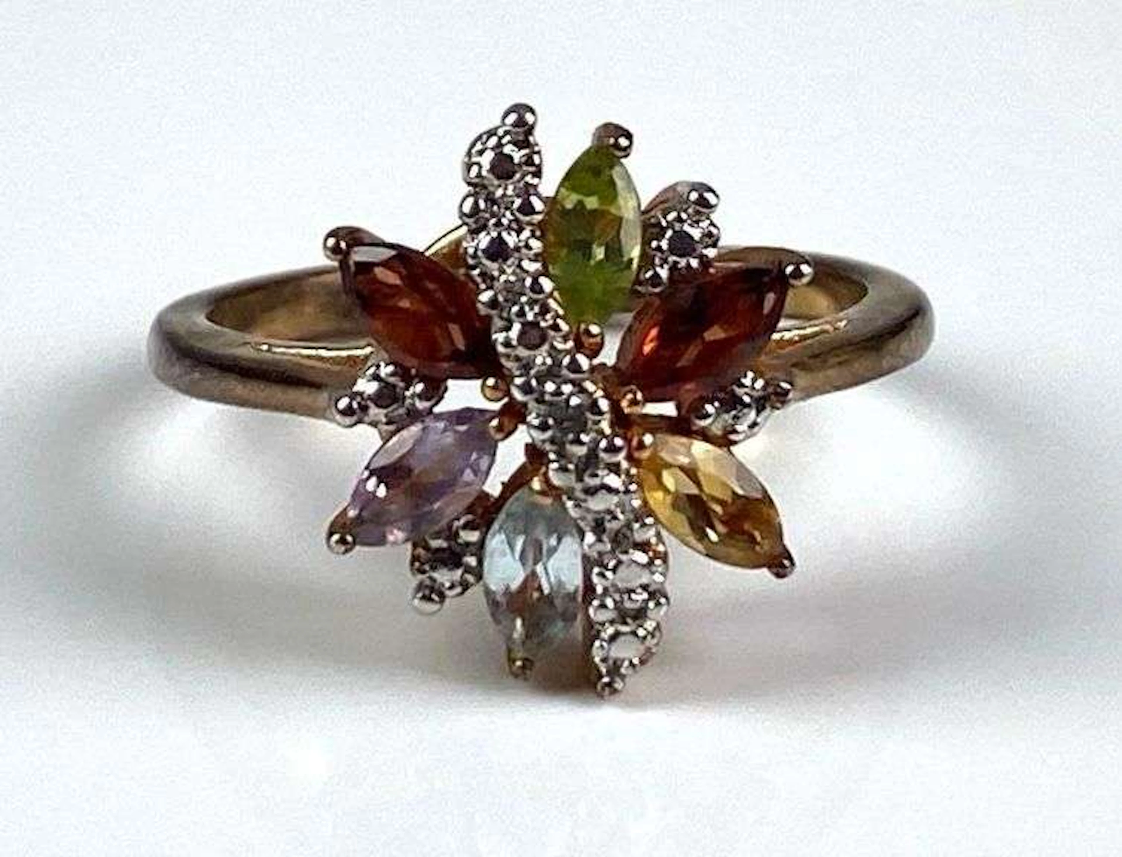 Sterling Silver Multi-Stone Cluster Ring