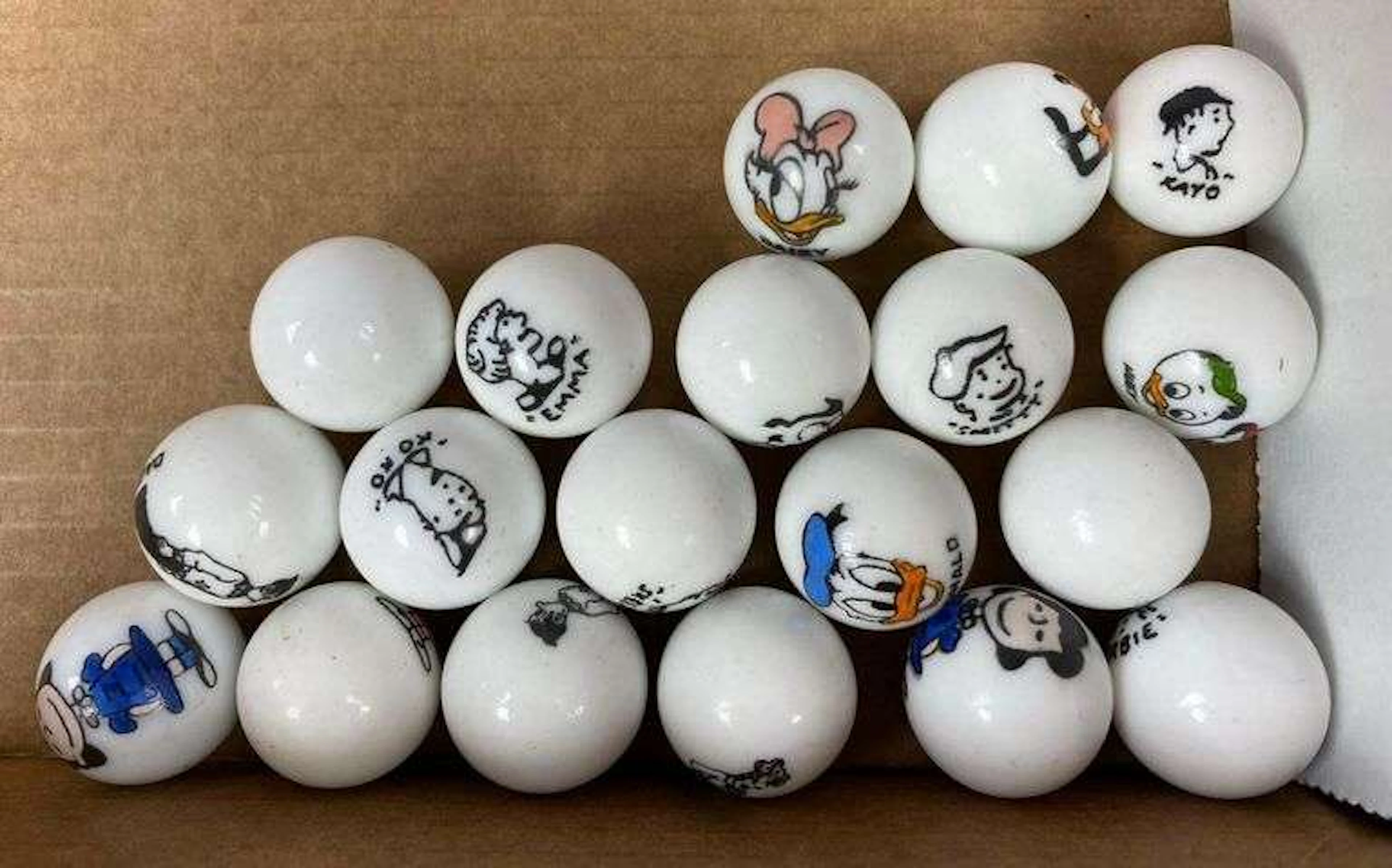 Group of 19 Vintage Peltier Picture Comic Marbles