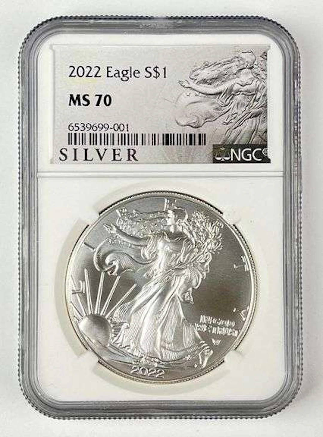 2022 US $1 American Silver Eagle 1 oz Fine Silver Coin NGC MS70