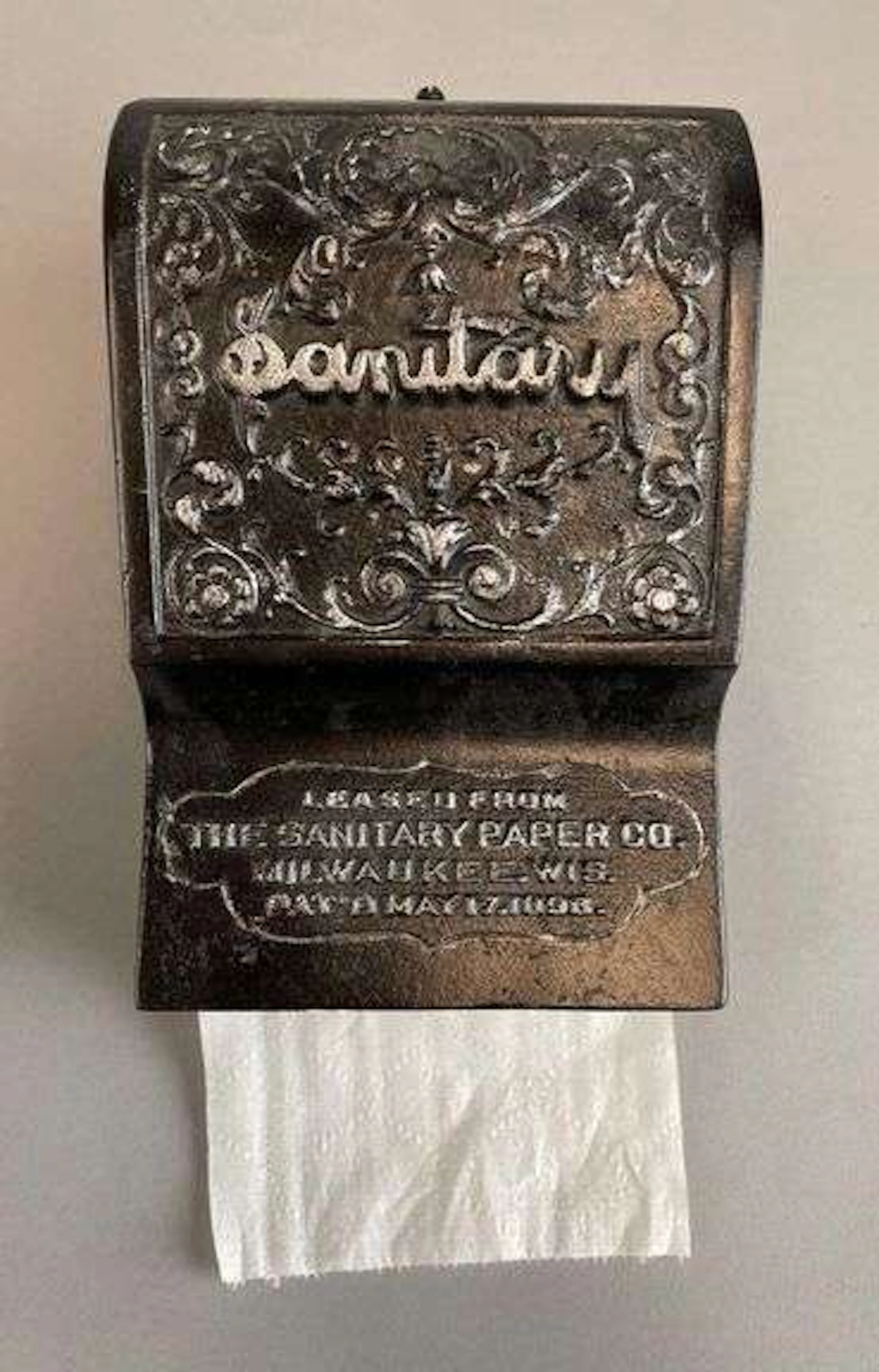 Antique Sanitary Paper Co. Cast Iron Toilet Paper Dispenser