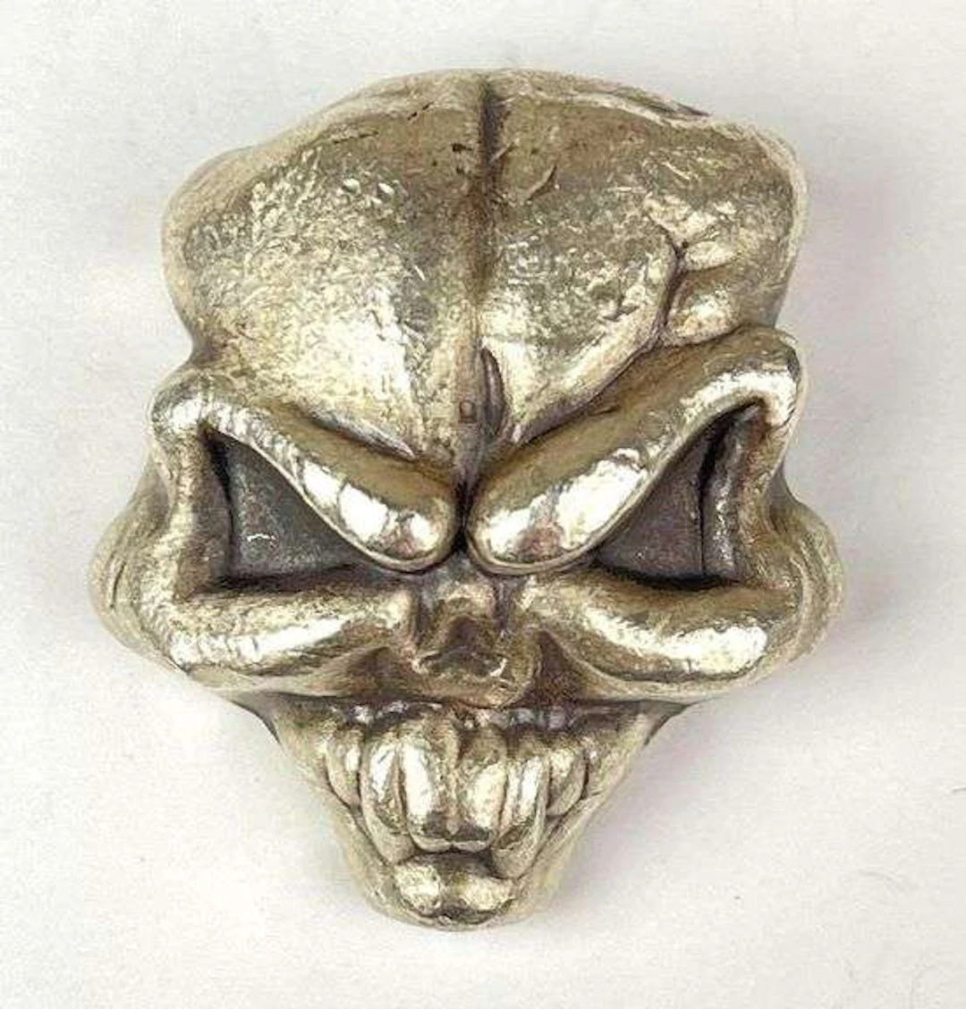 MK Barz Hand Poured Alien Skull 3 oz .999 Fine Silver Ingot/ Bar