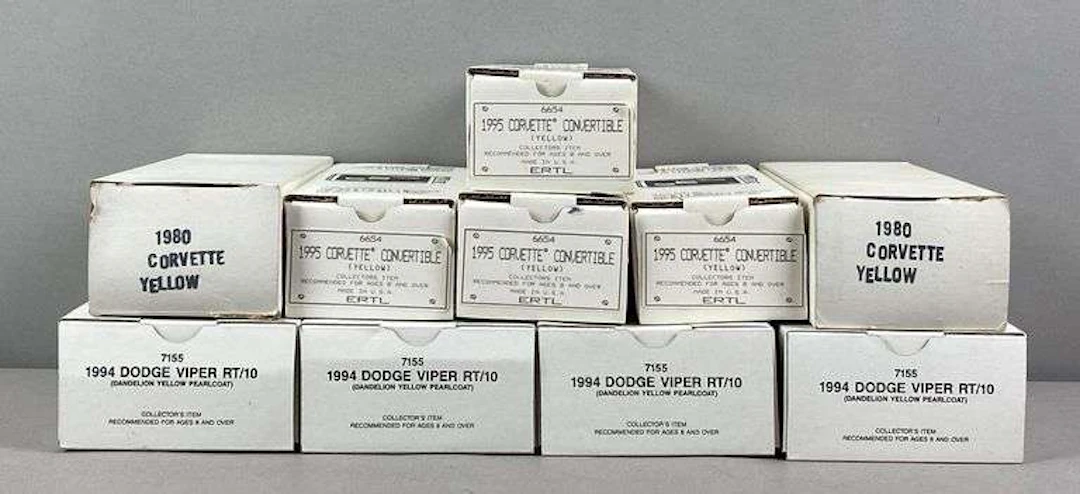 Group of 10 Yellow Dealership Promo Cars