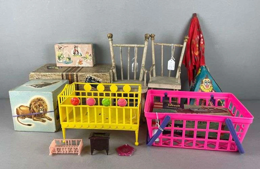 Group of Vintage Doll Furniture and More