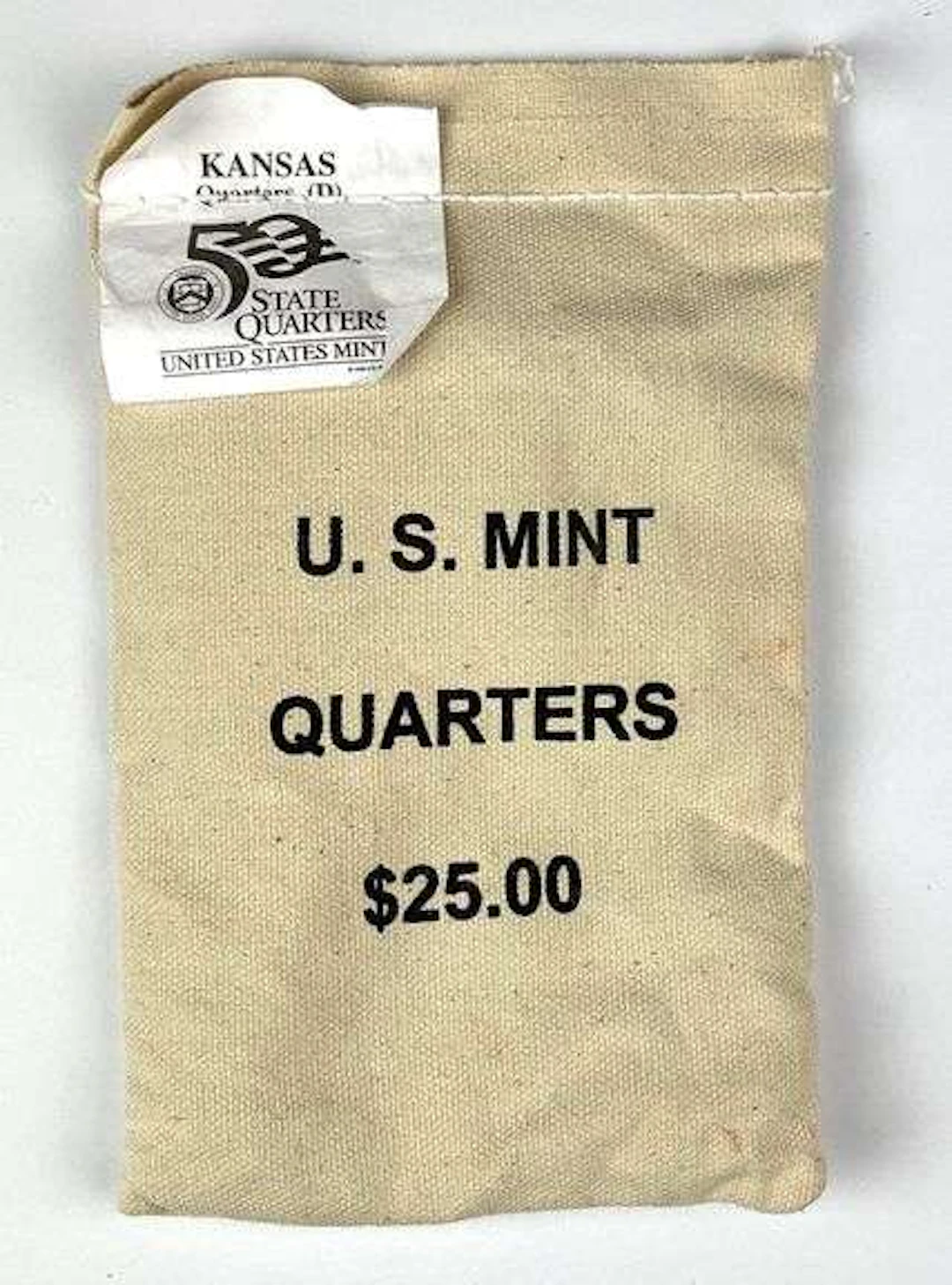 US Mint ATB $25 Kansas D State Quarters in Canvas Bag