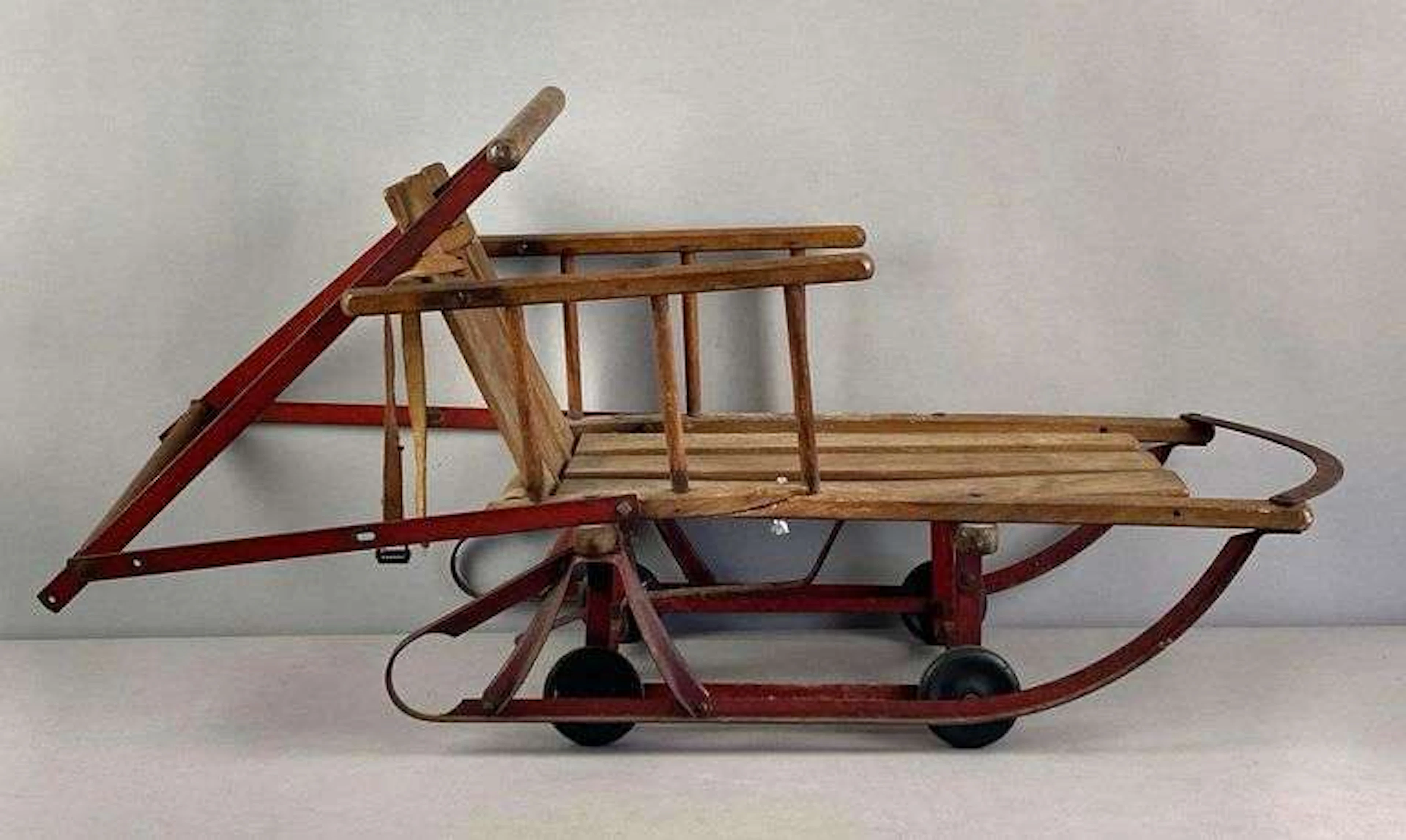 Vintage Childs Wood and Metal Stroller/Sled