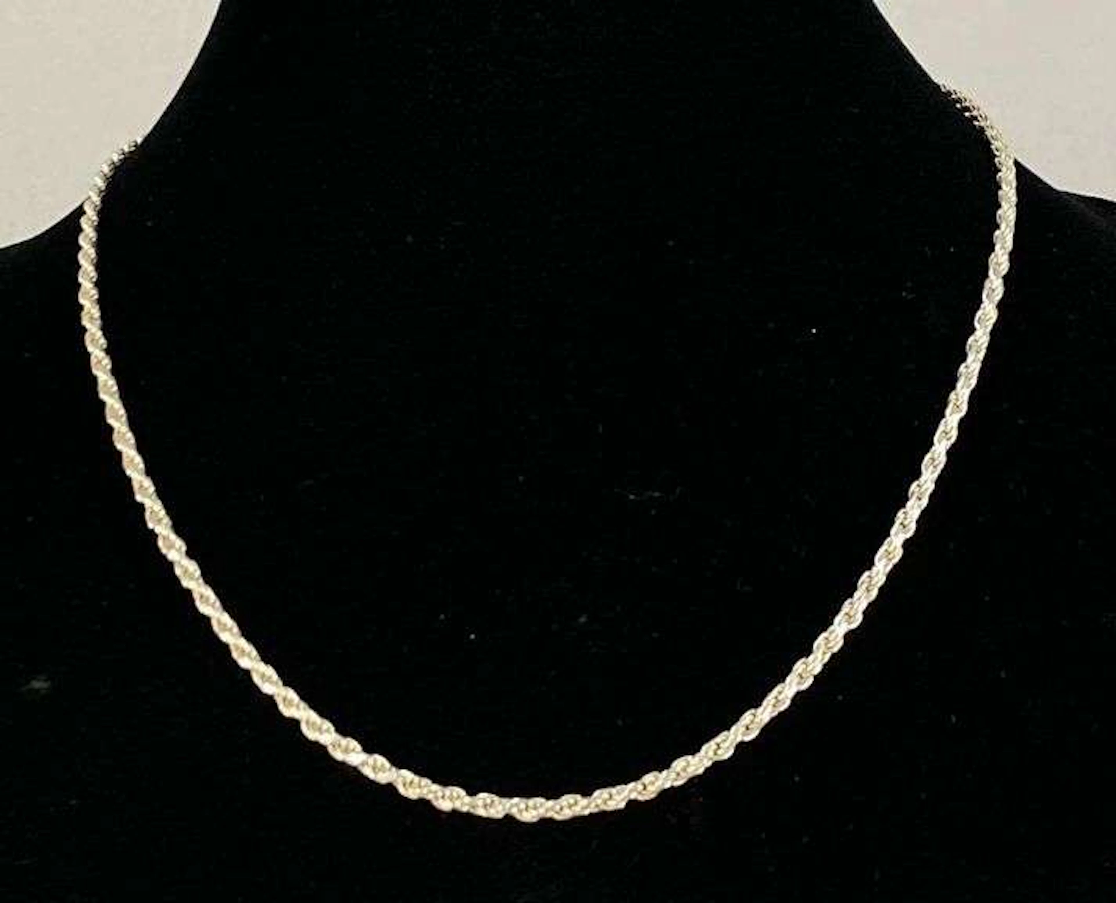 Italian Sterling Silver Twisted Rope Chain Necklace