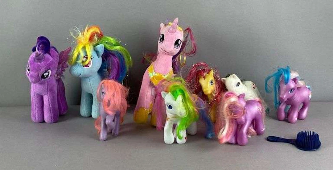 Group of My Little Pony Plush Toys and Figurines