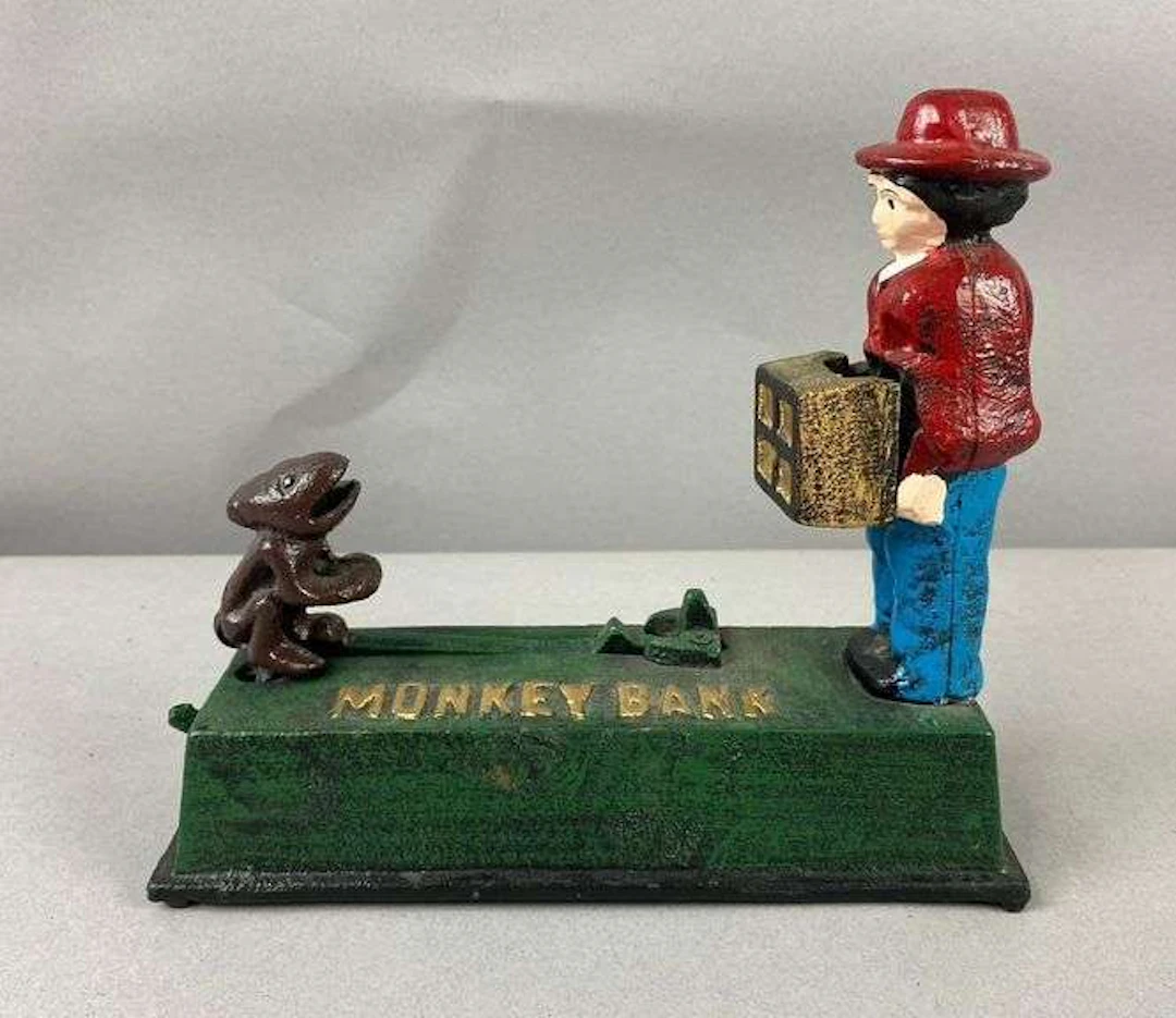 Reproduction Cast Iron Mechanical Monkey Bank