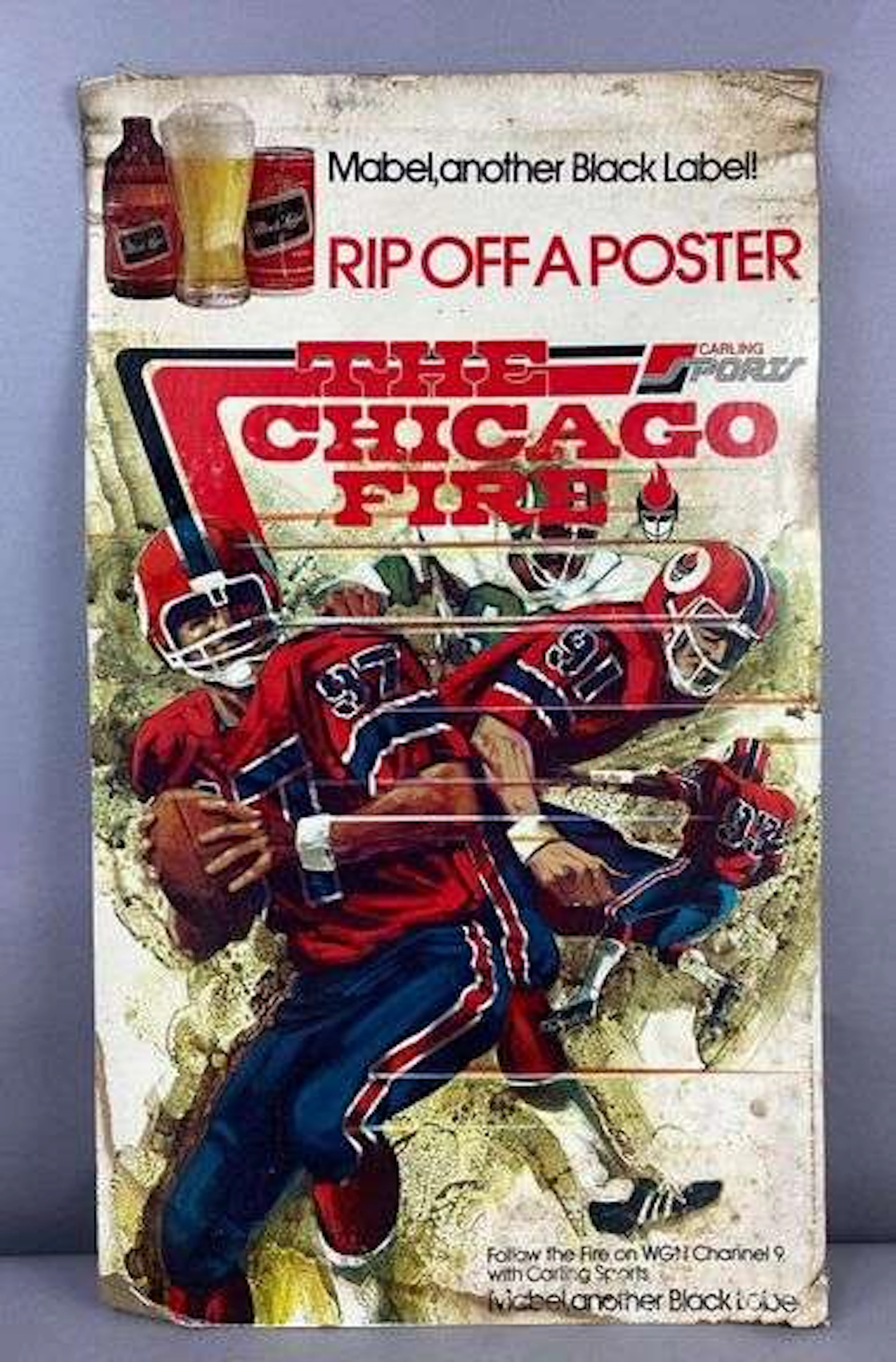 Vintage 1974 Carling Black Label World Football League Chicago Fire