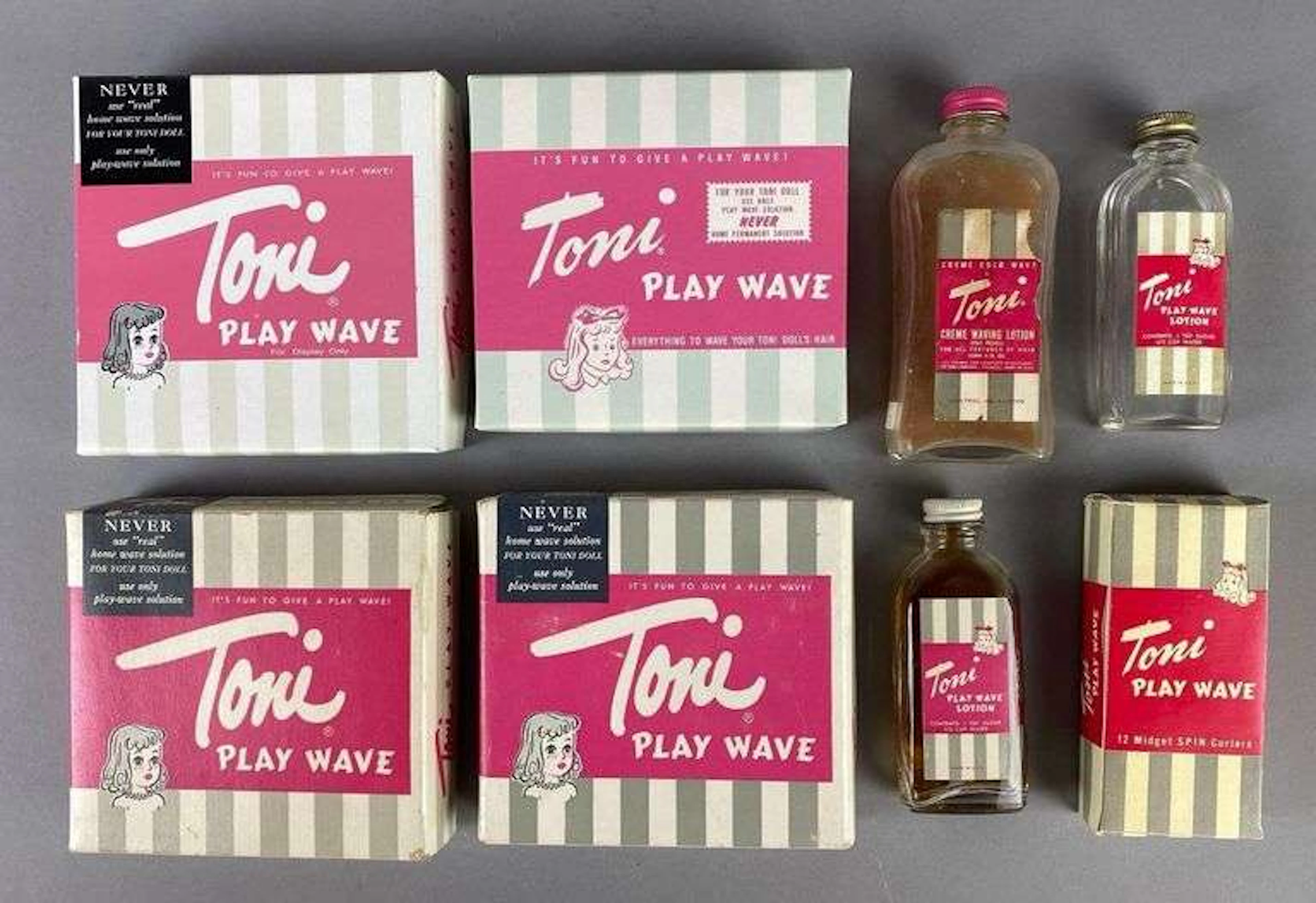 Group of Vintage Ideal Toni Play Wave Kits and More