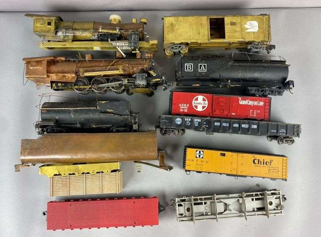Group of Assorted Custom Brass Steam Locomotives Parts and More