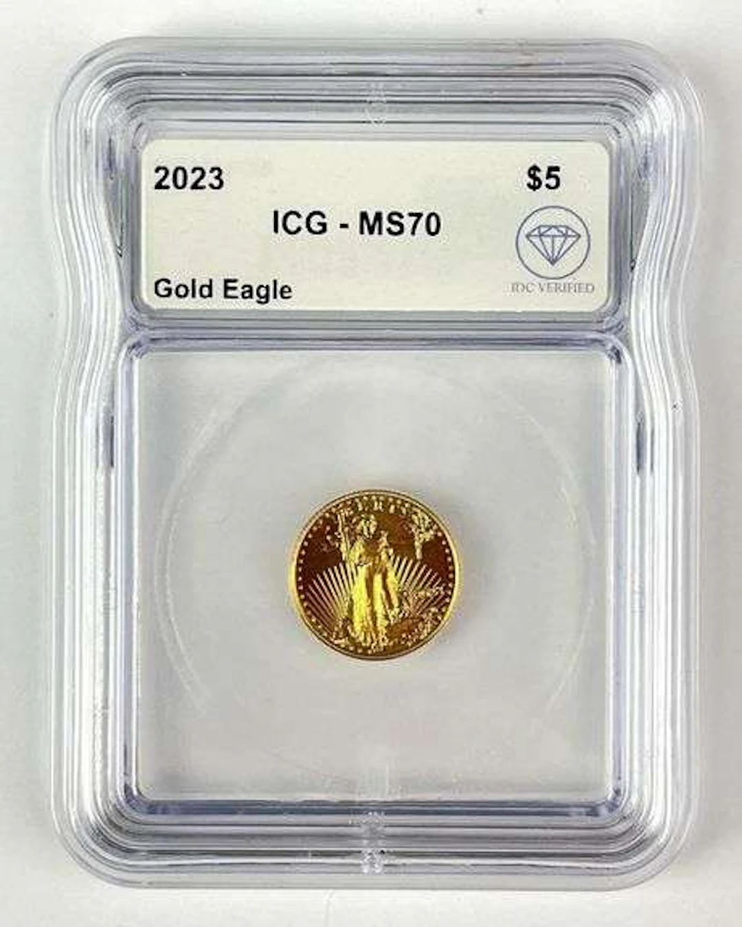 2023 US $5 American Gold Eagle 1/10 oz Fine Gold Coin ICG MS70