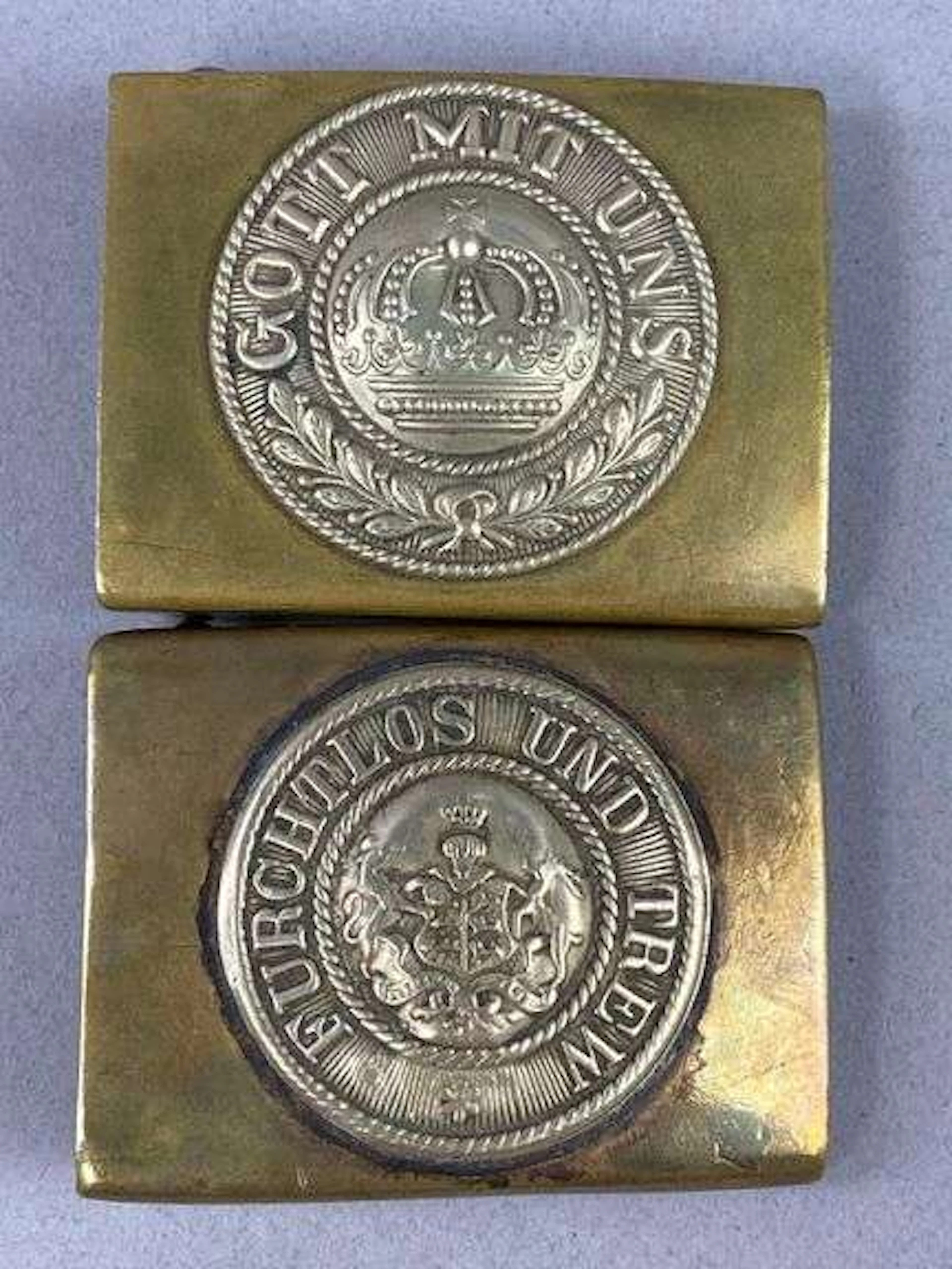Group of 2 WW1 Imperial German Brass Belt Buckles