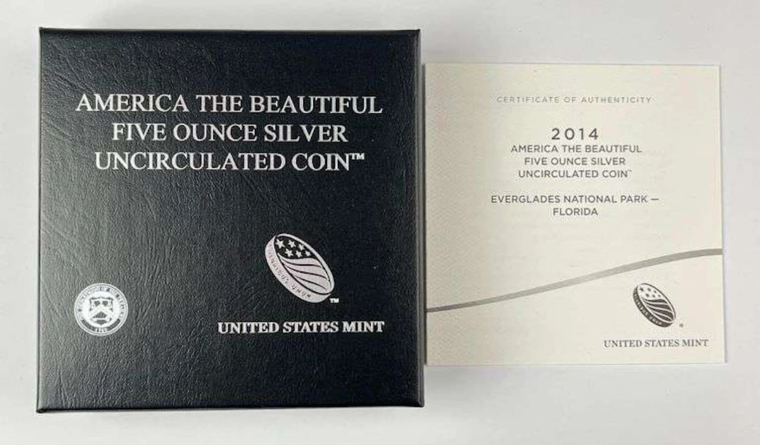 2014 US Mint ATB Everglades National Park Florida 5 oz .999 Fine Silver