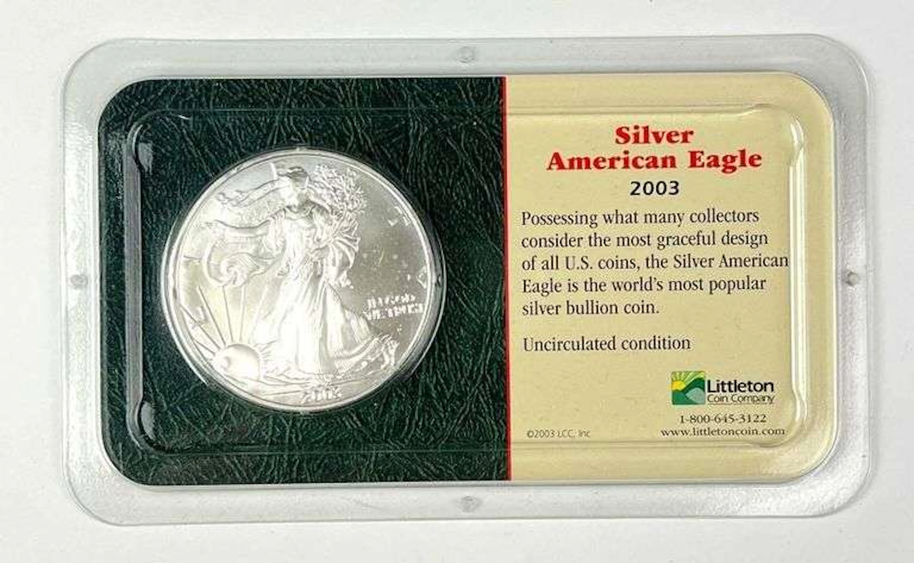 2003 US $1 American Silver Eagle 1 oz Fine Silver Coin