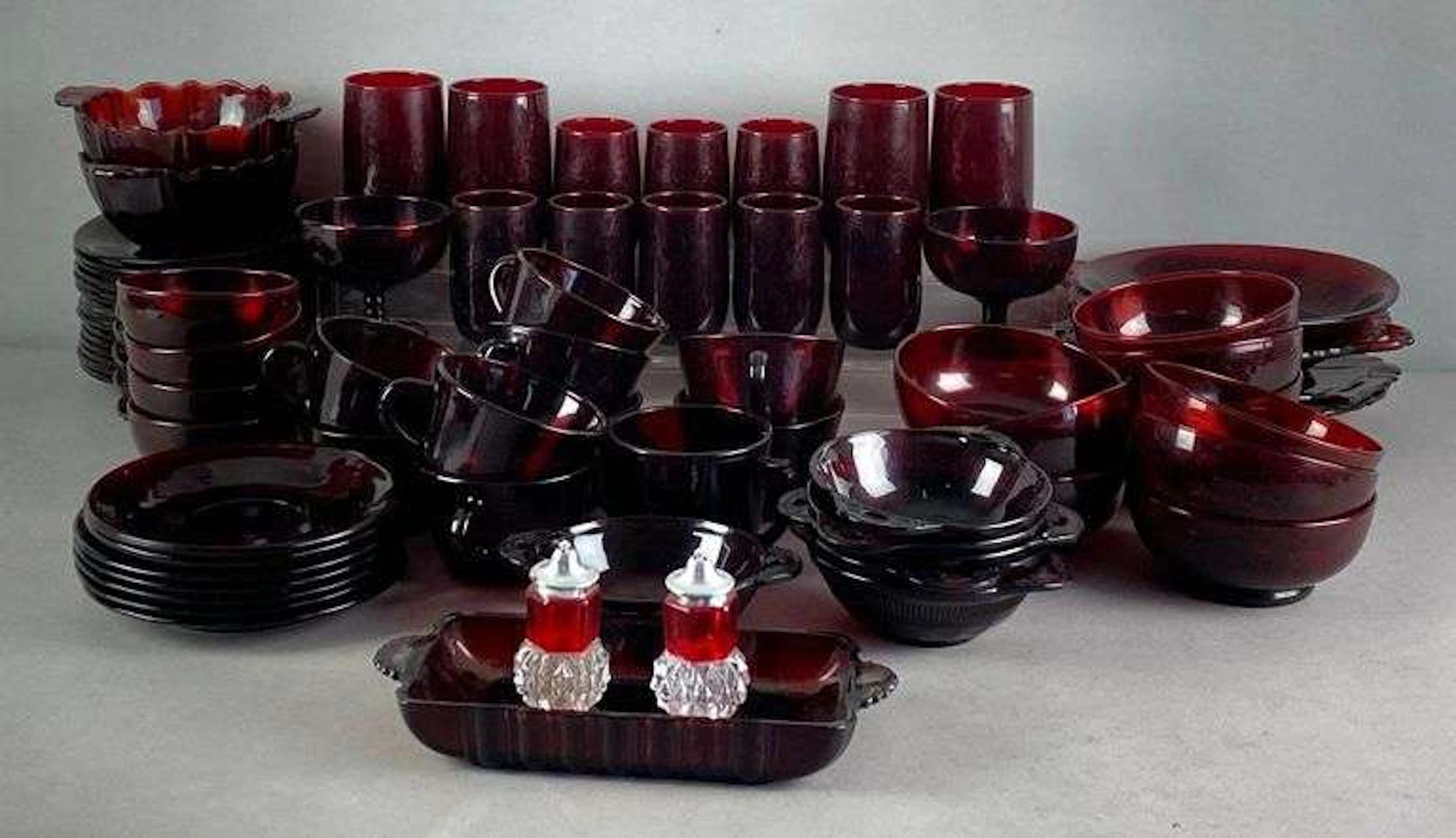 Group of Pressed Ruby Glass Items