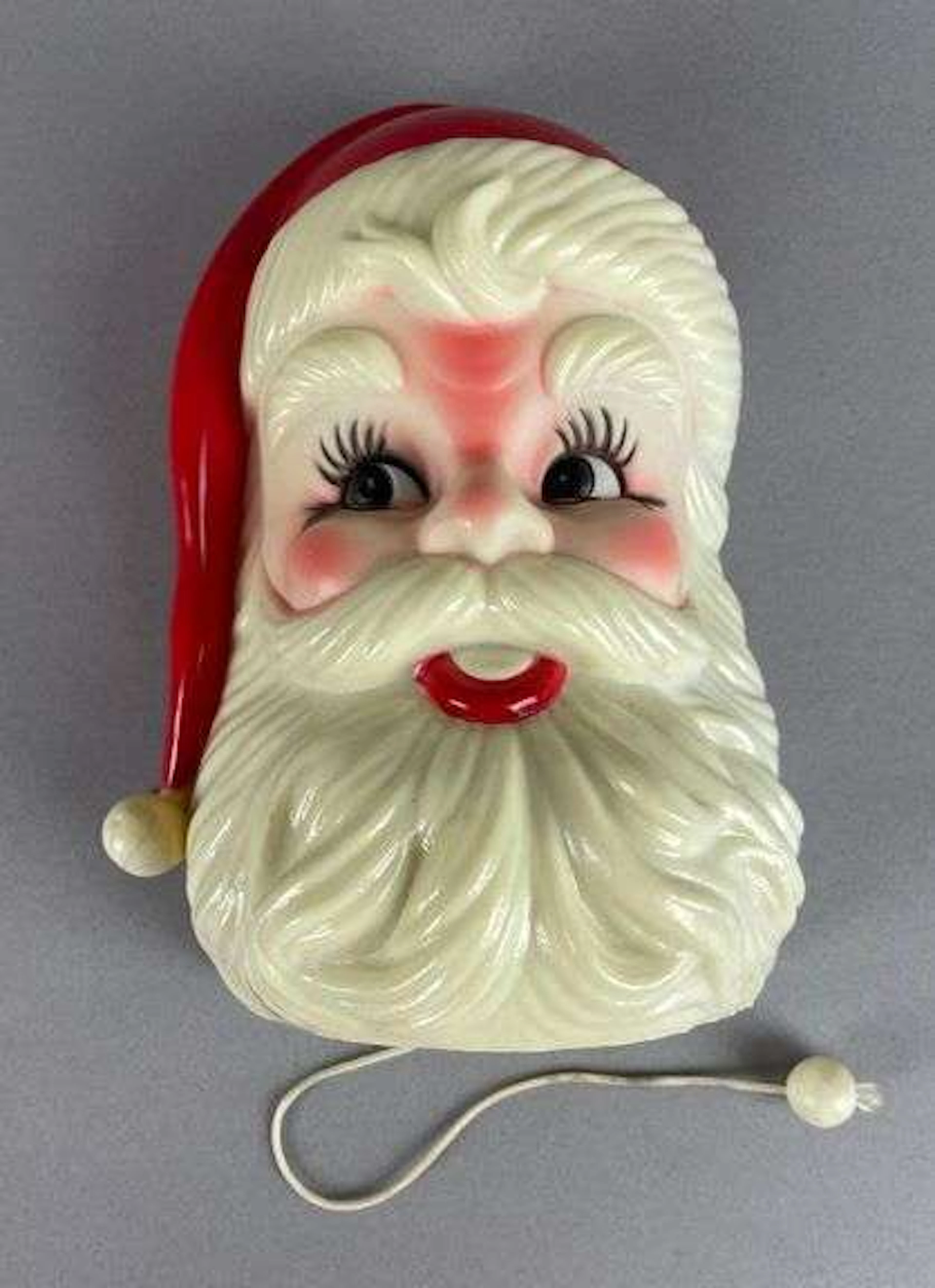 Vintage Pull String Musical Santa Claus Wall Plaque