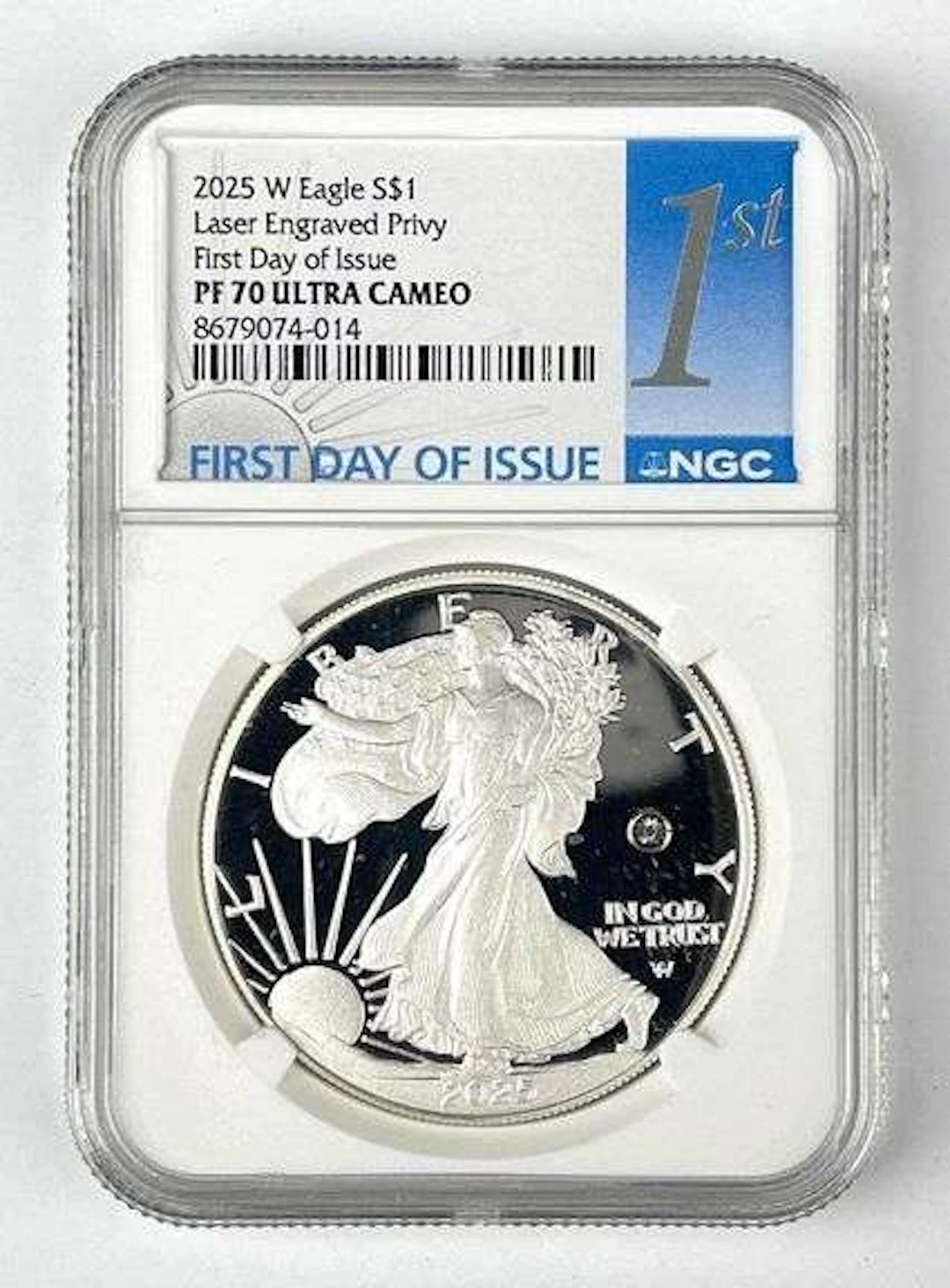 2025 W US $1 American Silver Eagle with Laser Engraved Privy 1 oz