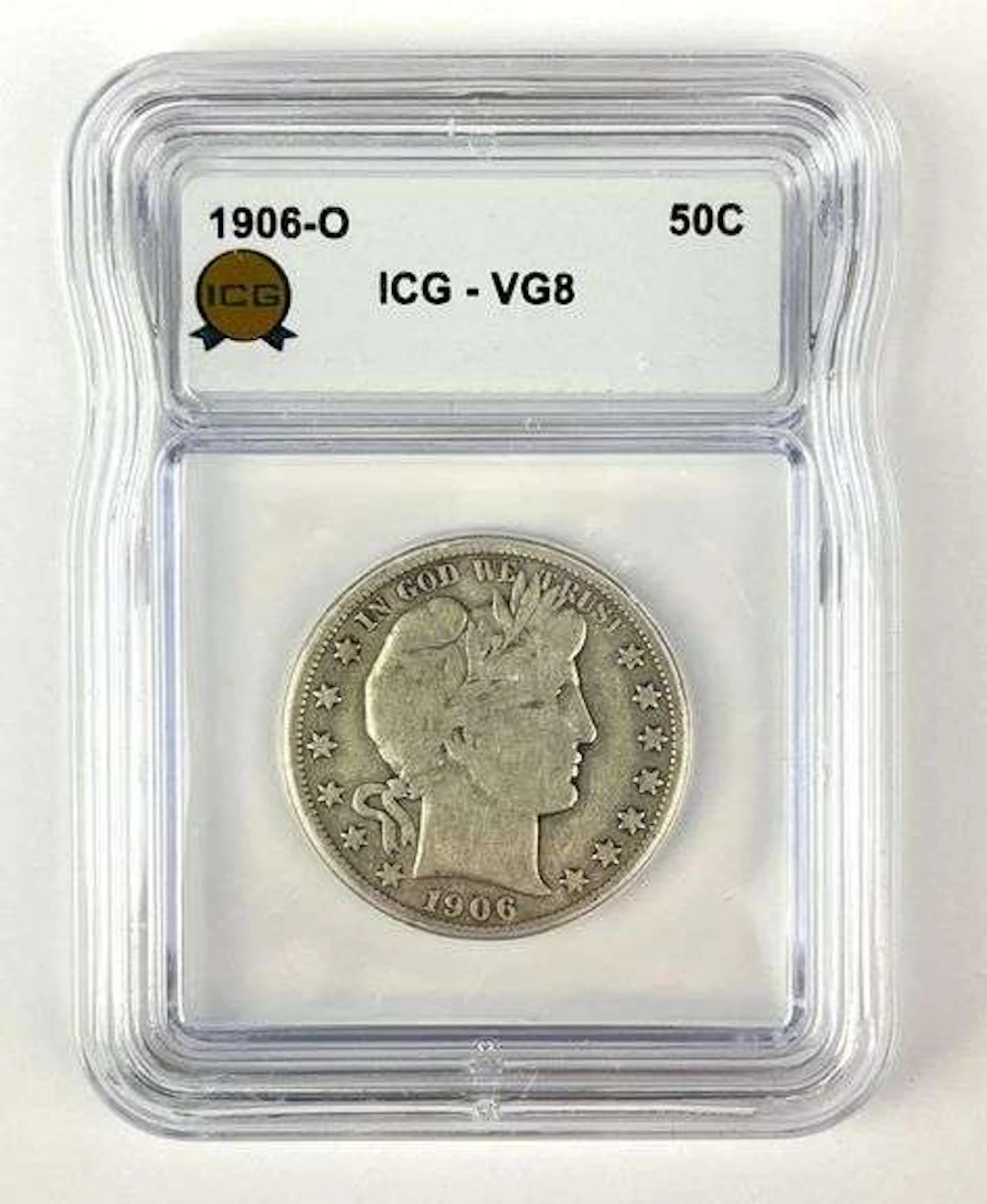 1906 O US Barber 90% Silver Half Dollar ICG VG8
