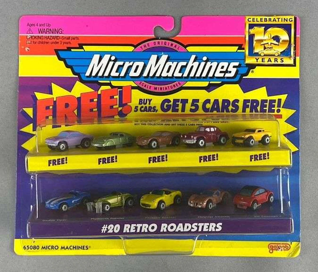 1996 Micro Machines #20 Retro Roadsters 1/87 Scale Die-Cast Vehicles