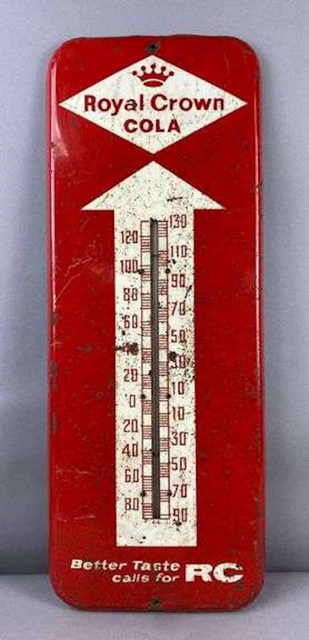 Antique 1940’s Royal Crown Cola Advertising Thermometer