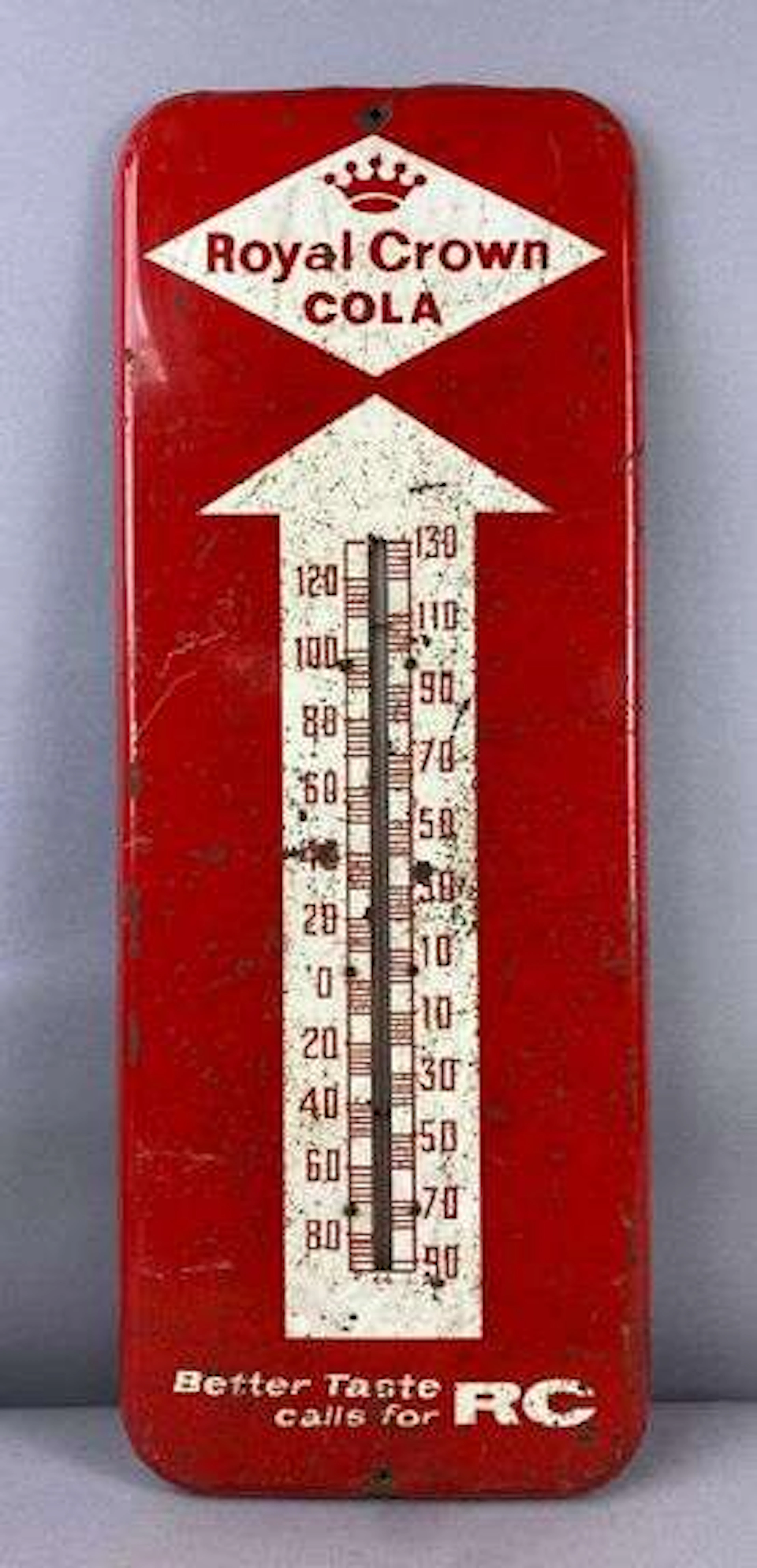 Antique 1940’s Royal Crown Cola Advertising Thermometer