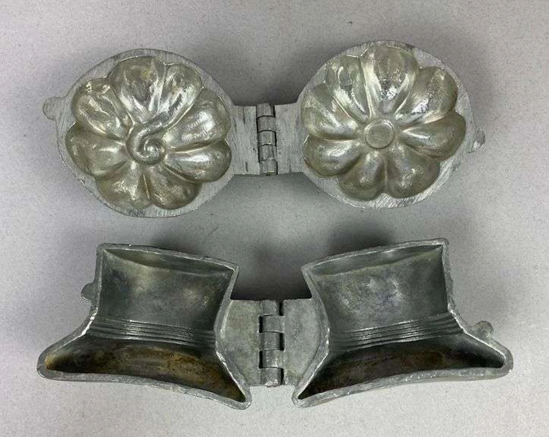 Group of 2 Antique Pewter Chocolate Molds