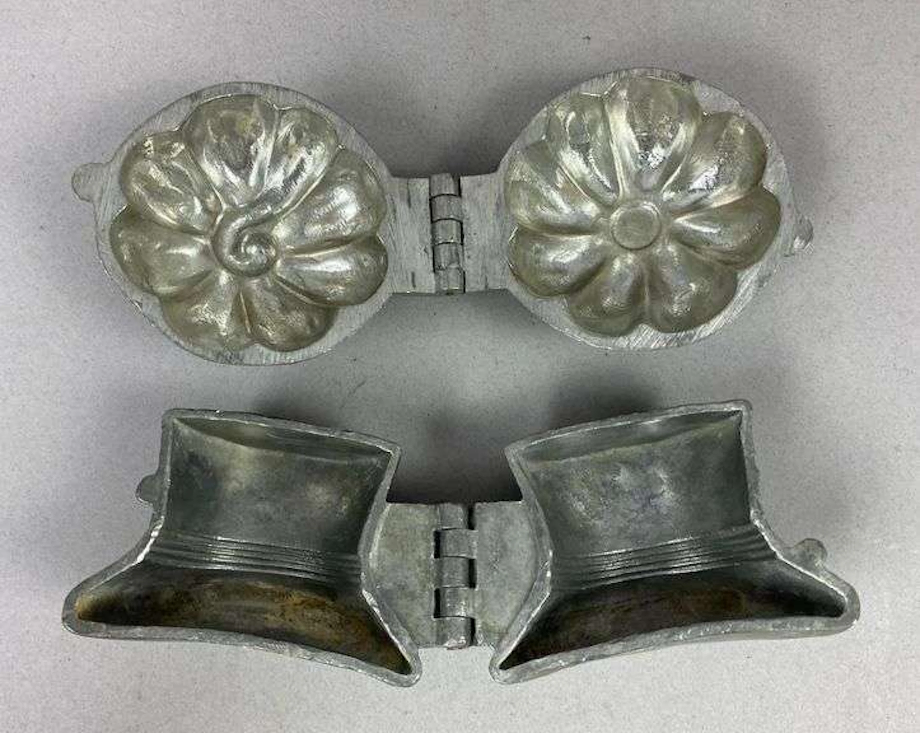 Group of 2 Antique Pewter Chocolate Molds
