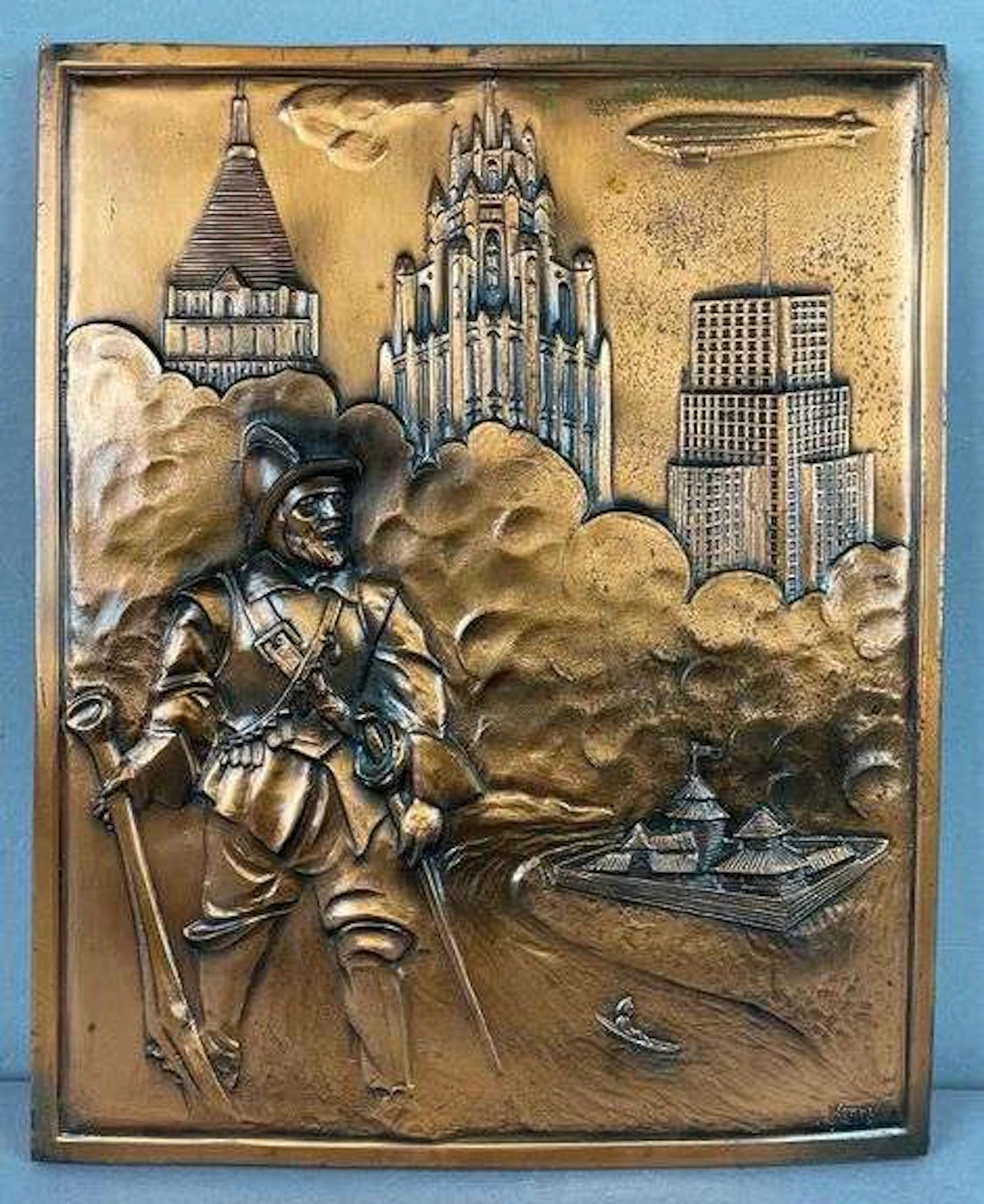 1936 Merit Co. Christopher Columbus in Chicago Bronzed Metal Plaque