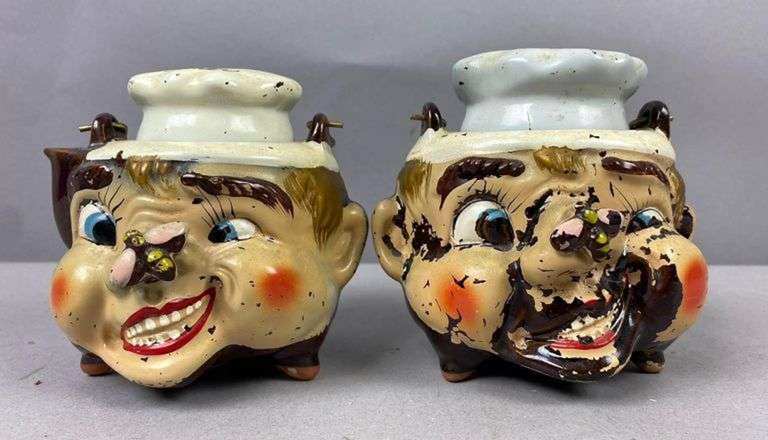 Vintage 1960’s Japan Anthropomorphic Chef Creamer and Sugar Set