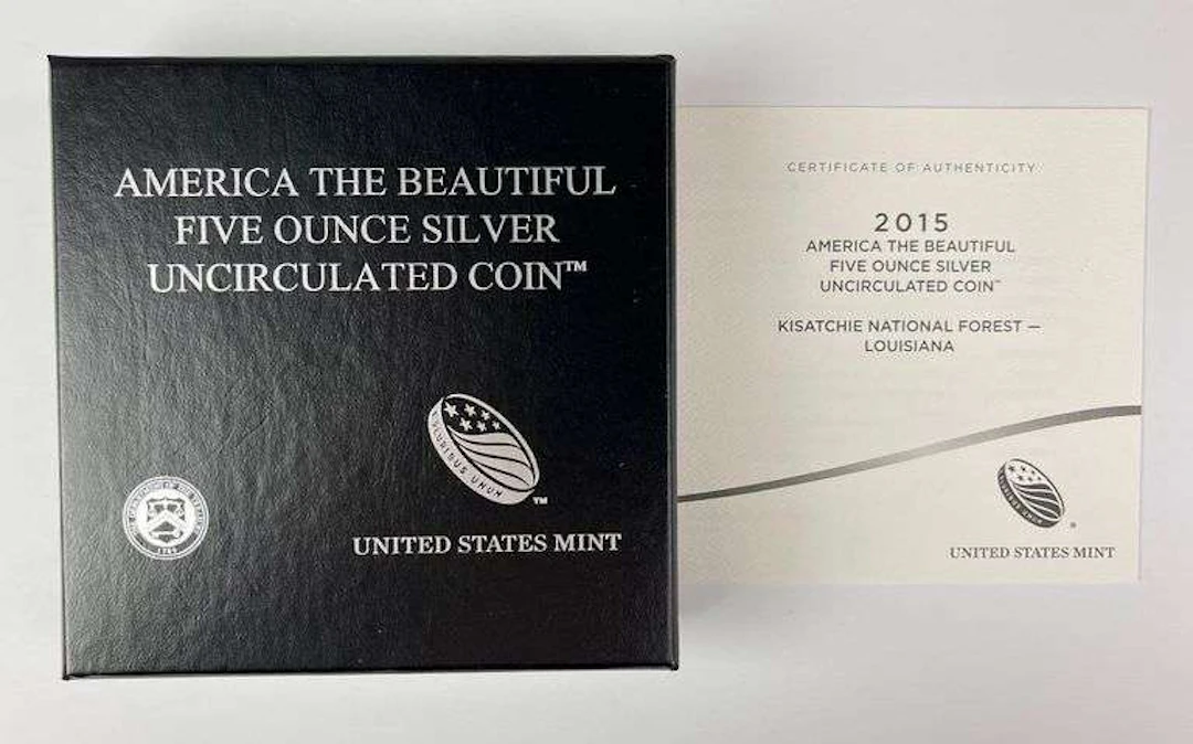 2015 P US Mint ATB Kisatchie Louisiana 5 oz .999 Fine Silver Round