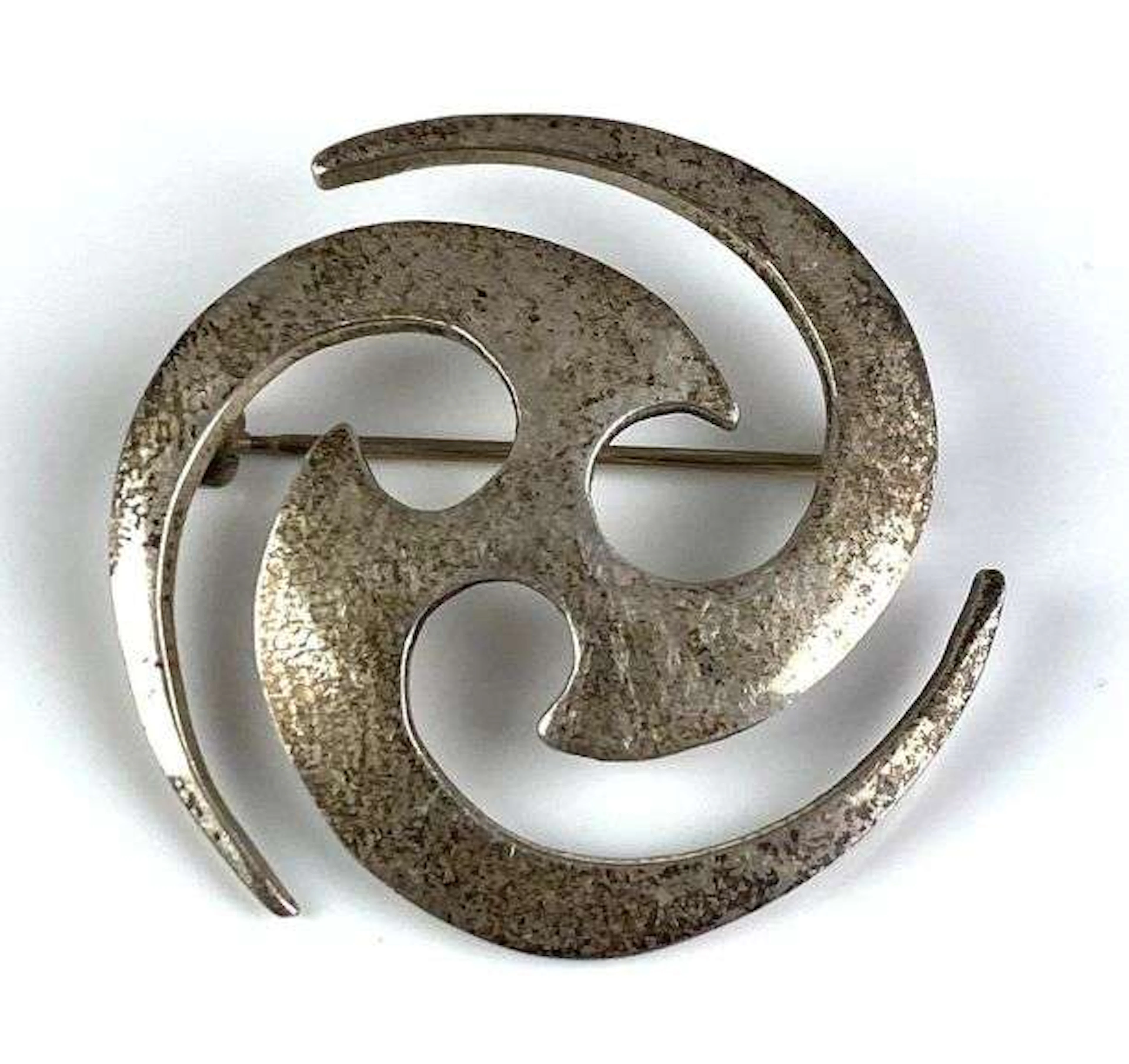 Mexican Sterling Silver Sharp Swirl Brooch