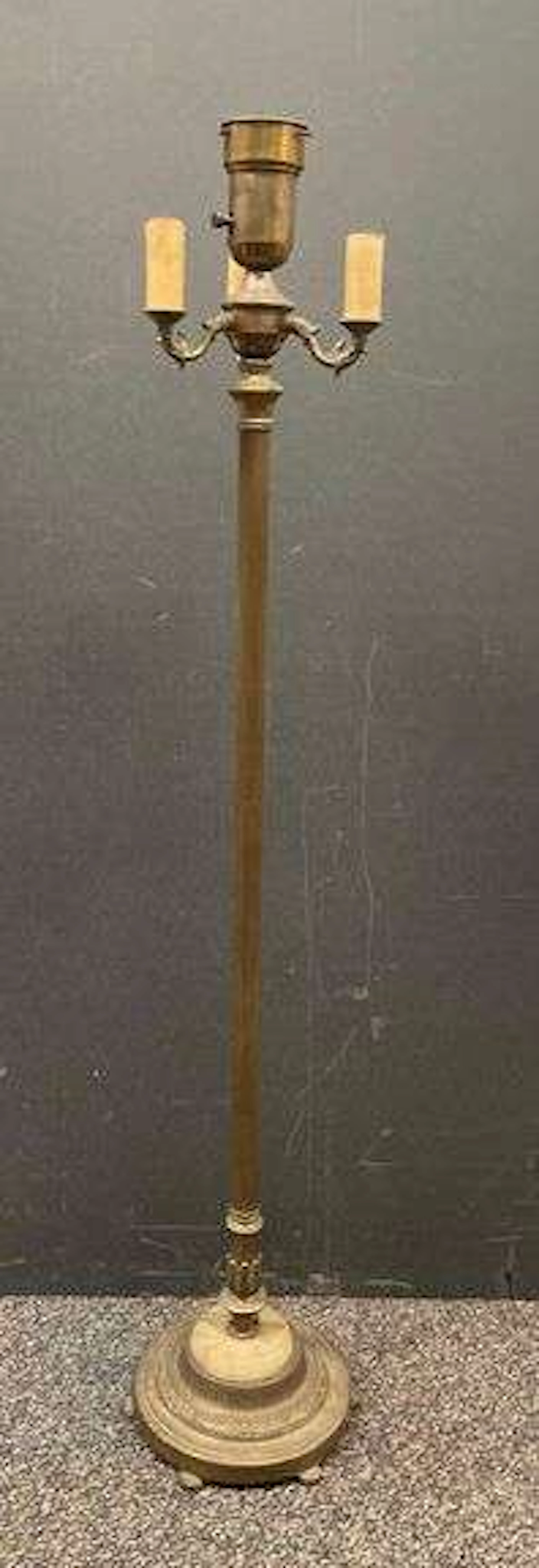 Antique Brass and Marble Floor Lamp