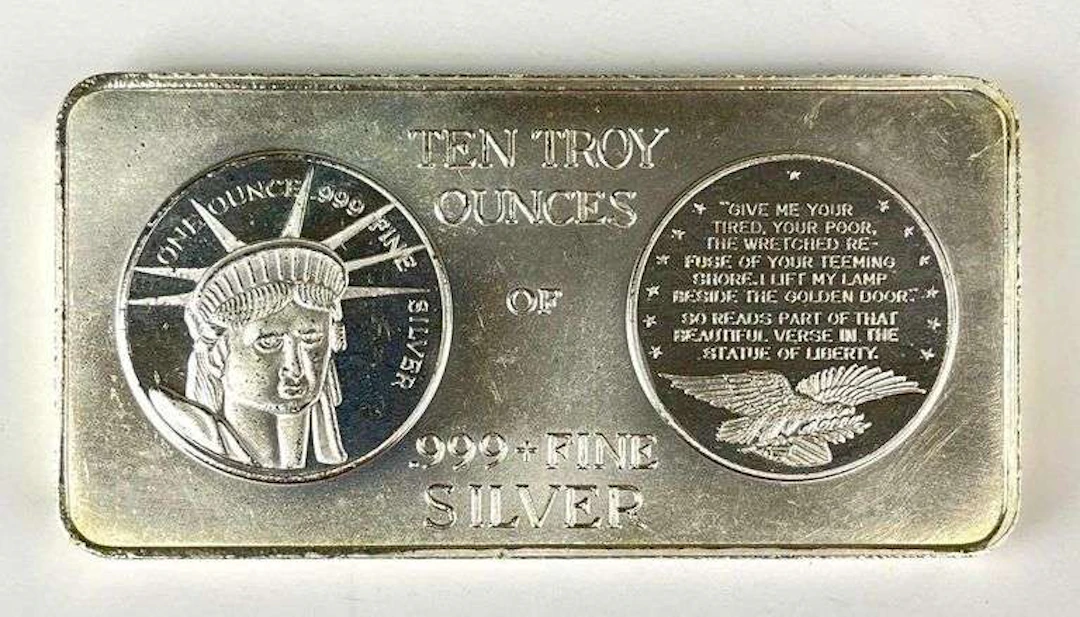 South East Refining Liberty 10 oz .999 Fine Silver Ingot/ Bar