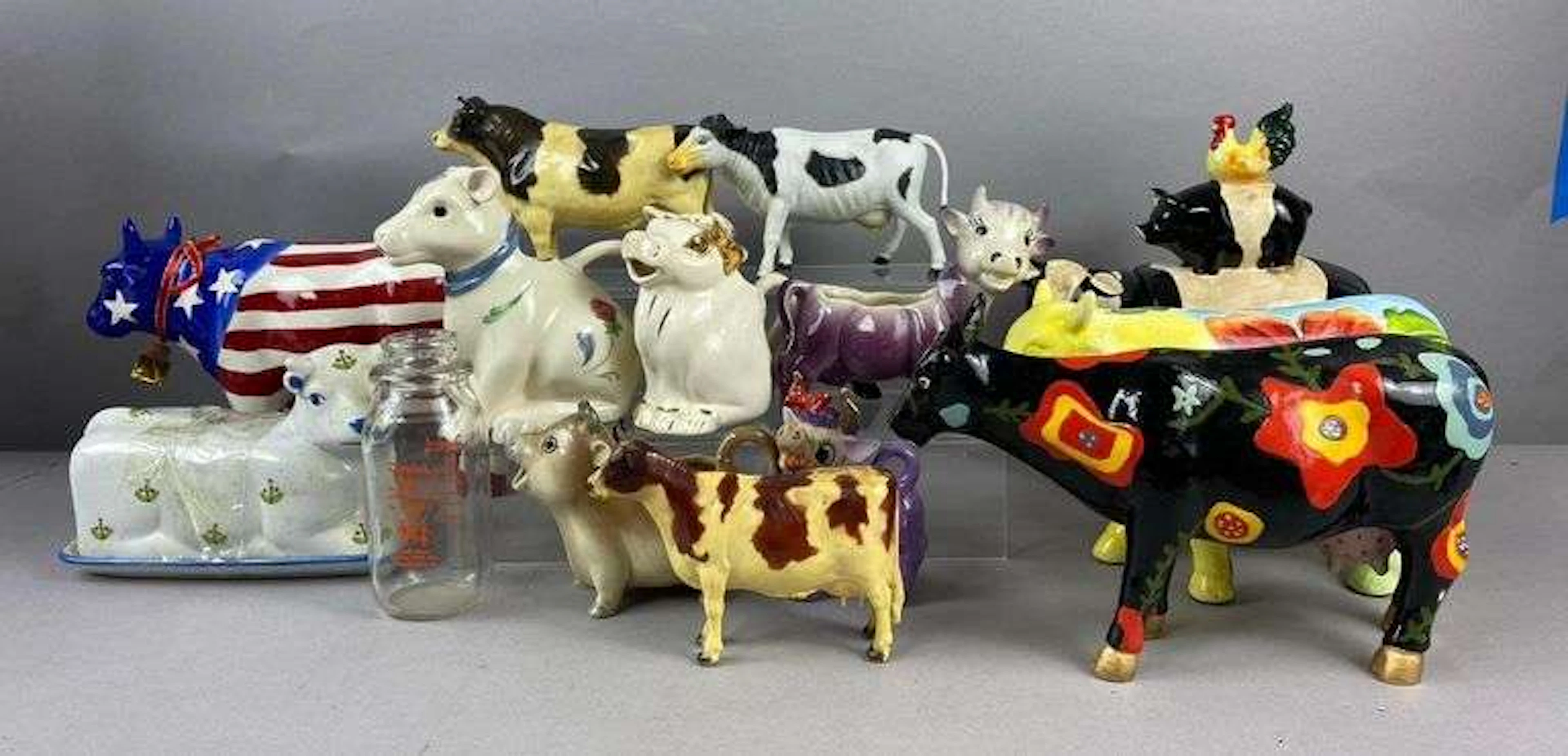 Group of Ceramic Cows Figures and More