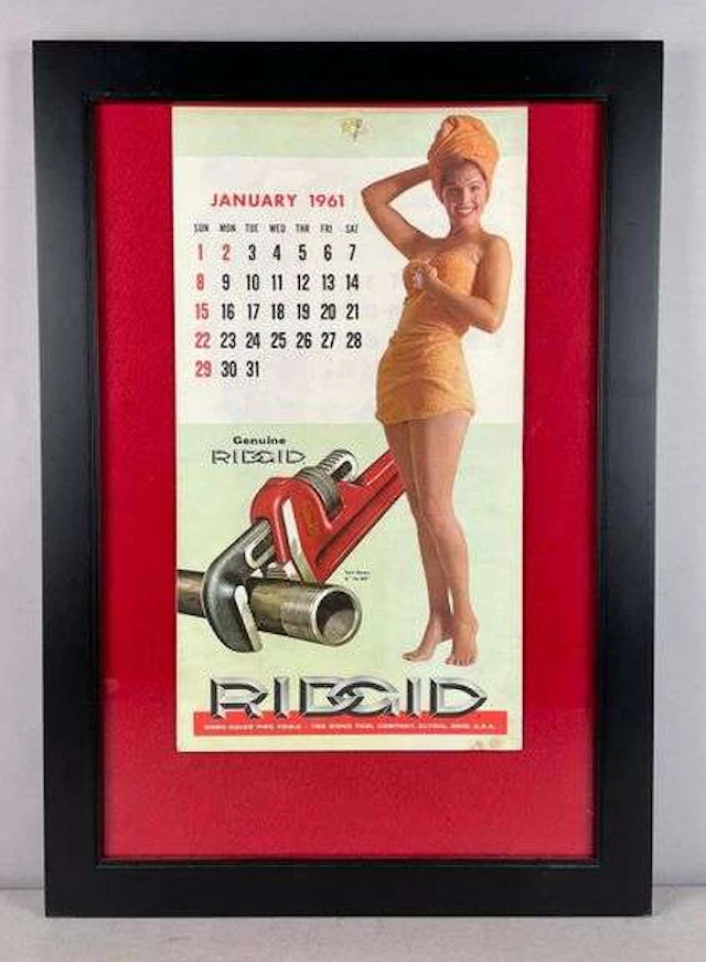 1961 Ridgid Tools Pin-Up Advertising Calendar Page