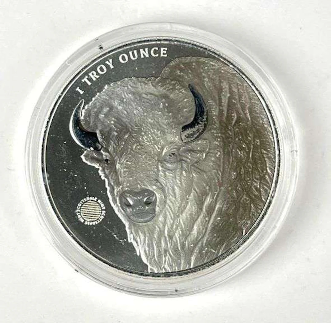Scottsdale Mint Buffalo Design with Logo Privy 1 oz 9999 Fine Silver Round
