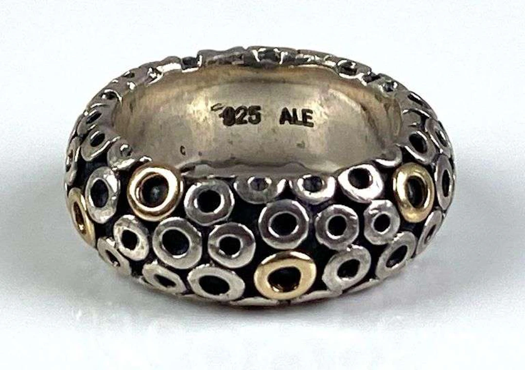 Pandora ALE Signed Sterling Silver Circle Pattern Ring