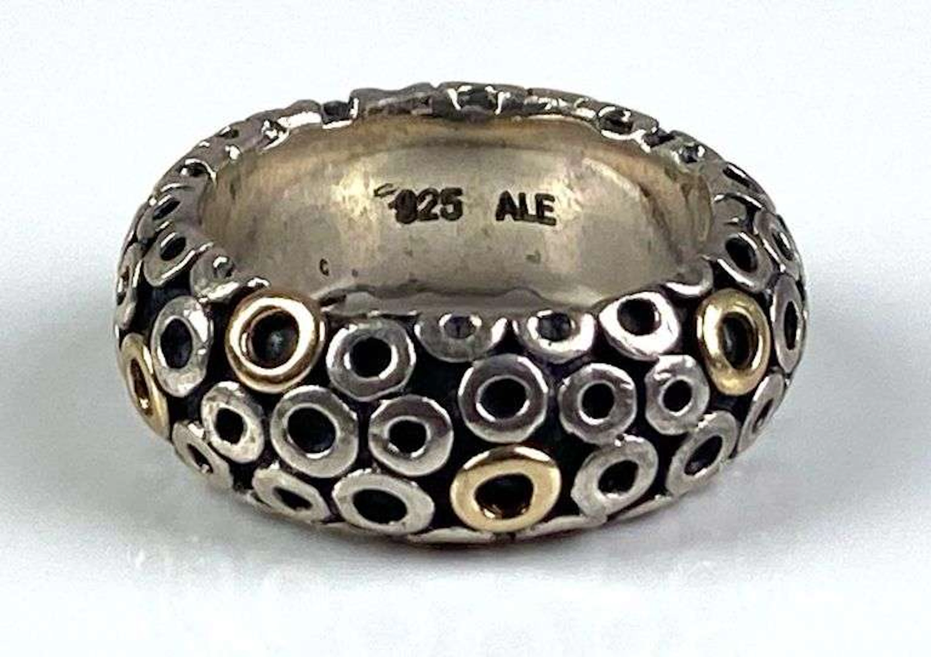 Pandora ALE Signed Sterling Silver Circle Pattern Ring