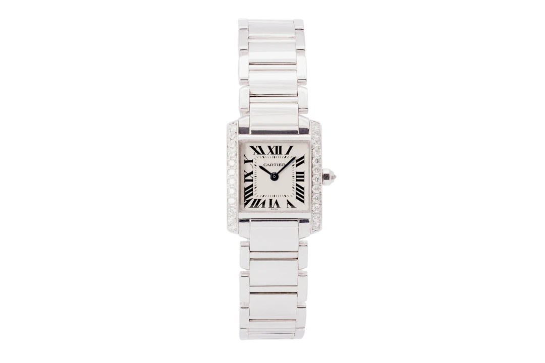 A White Gold Cartier Francaise with a Diamond Set Bezel